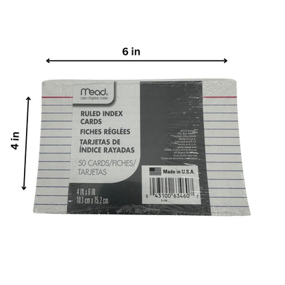 4"x6" Ruled Index Cards – 50 Cards