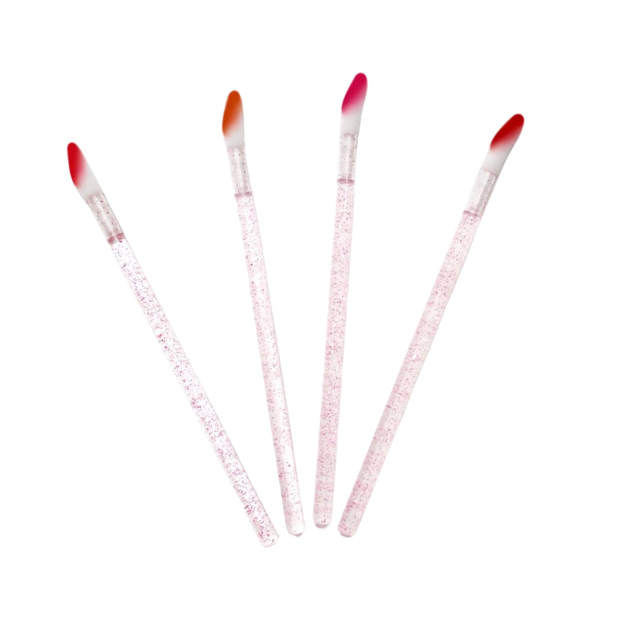 3.8" Lip Brush with Pink Glitter Handles: 4Pc Set Makeup Brushes Holidays Gift lips Tools size and feature image
