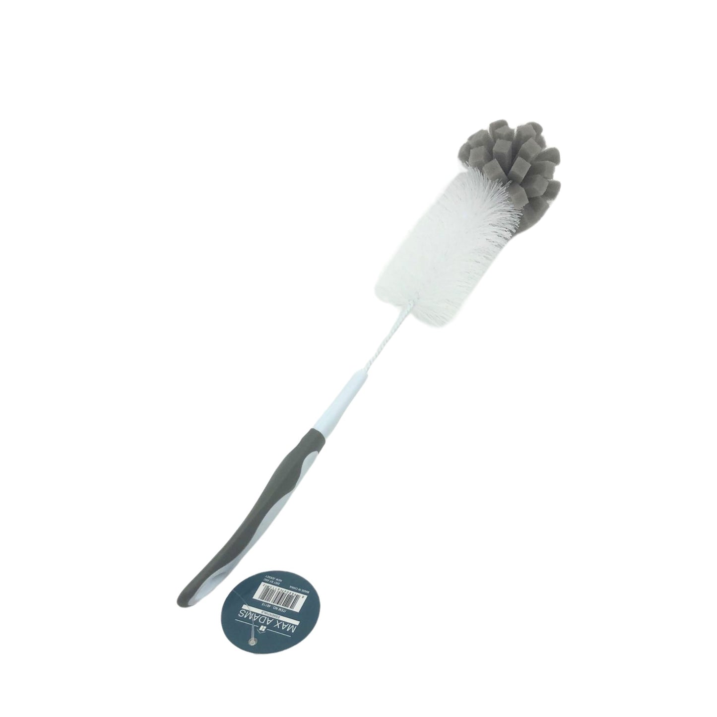 Long Handle Bottle Cleaning Brush with Bristles and Spongy Tip