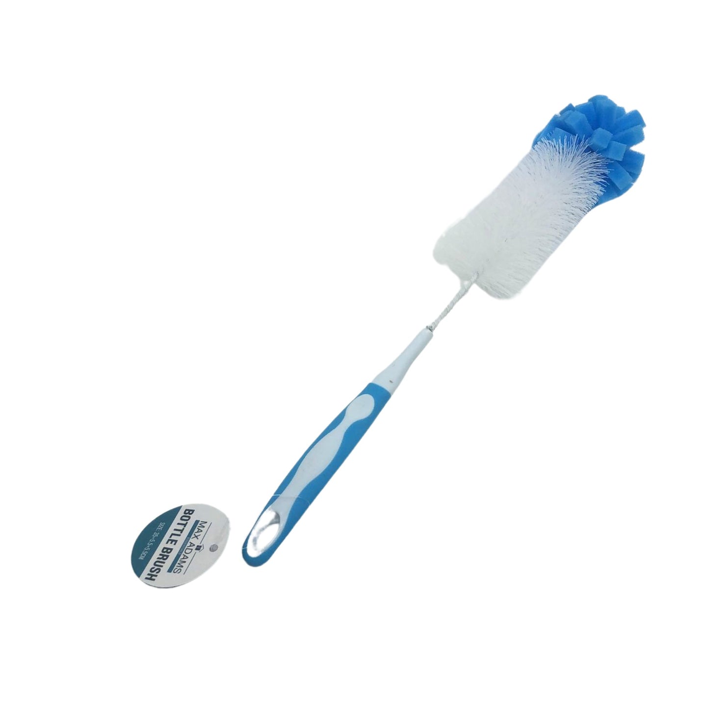 Long Handle Bottle Cleaning Brush with Bristles and Spongy Tip