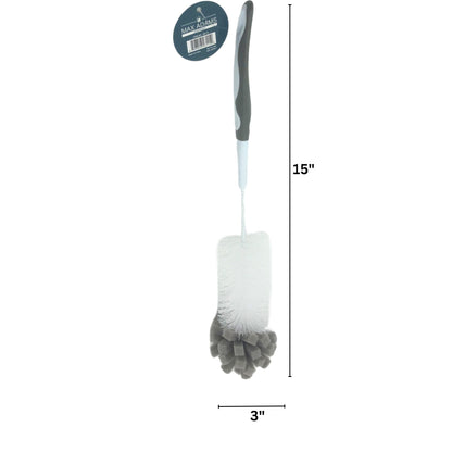 Long Handle Bottle Cleaning Brush with Bristles and Spongy Tip