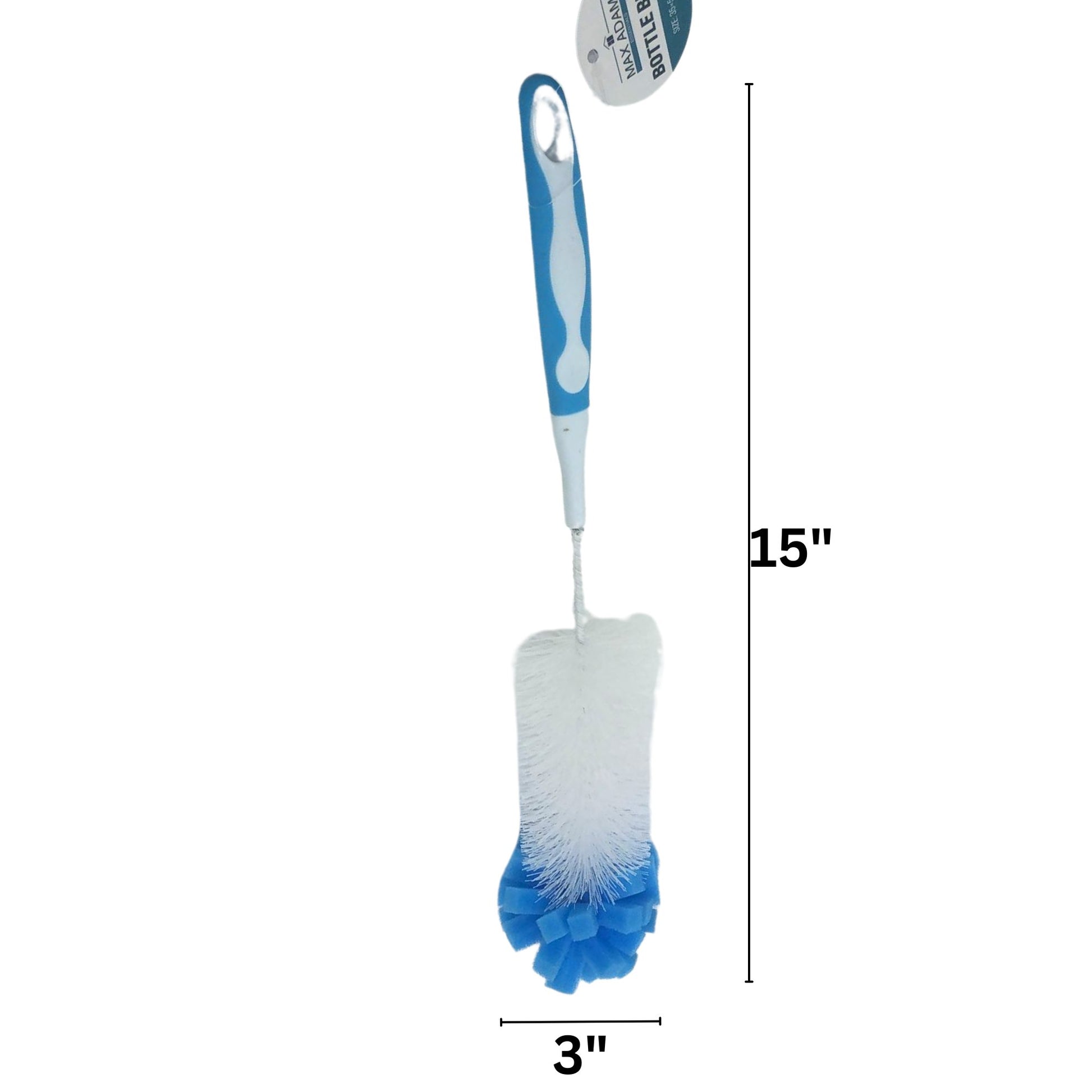 Long Handle Bottle Cleaning Brush with Bristles and Spongy Tip