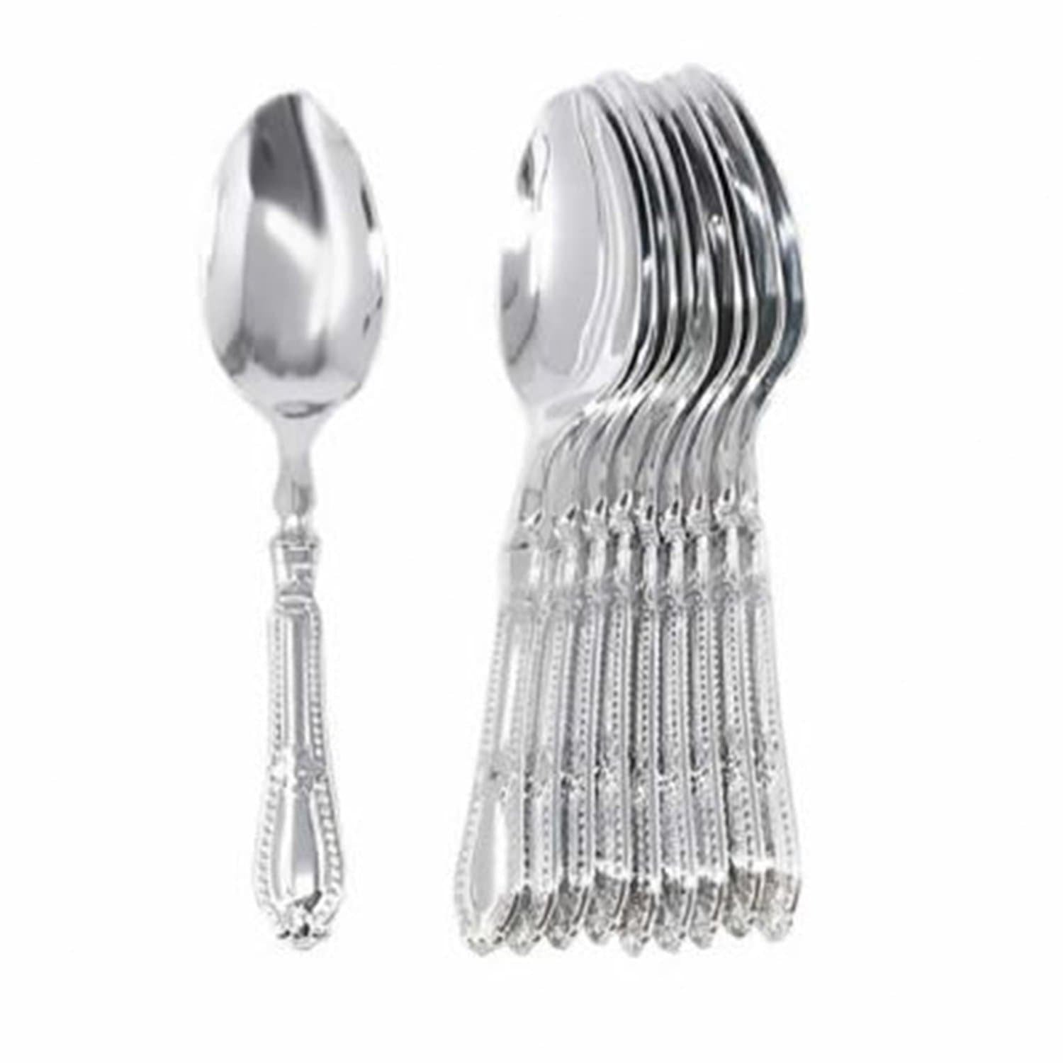 Luxury Baroque Collection Silver Tea Spoons 12 Pack Disposable Spoons product image 5