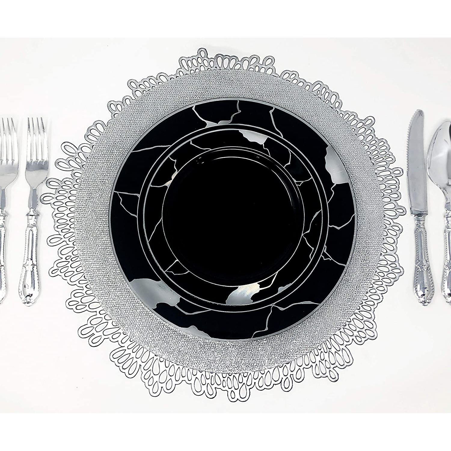 Luxury Baroque Collection Silver Tea Spoons 12 Pack Disposable Spoons size and feature image