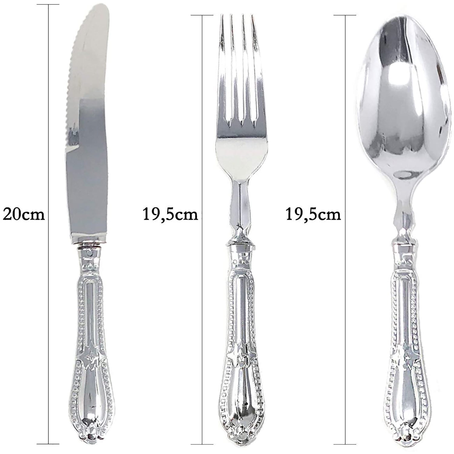 Luxury Baroque Collection Silver Tea Spoons 12 Pack Disposable Spoons product detail image