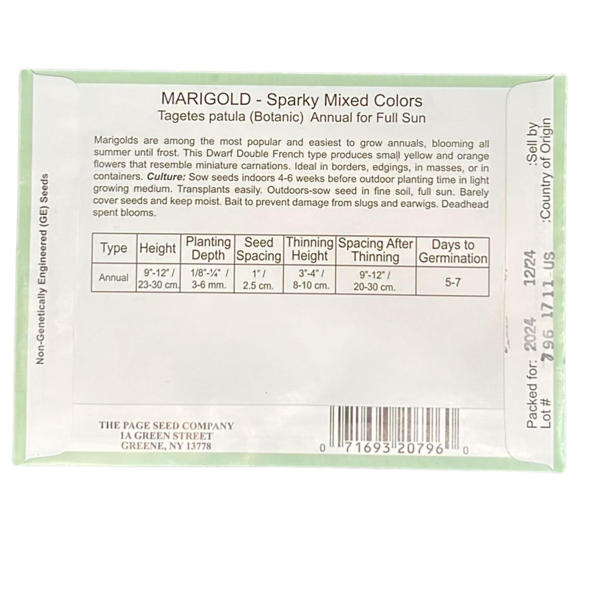 Valley Greene 250mg Marigold Sparky Mixed Colors: 2 Pack Seeds size and feature image