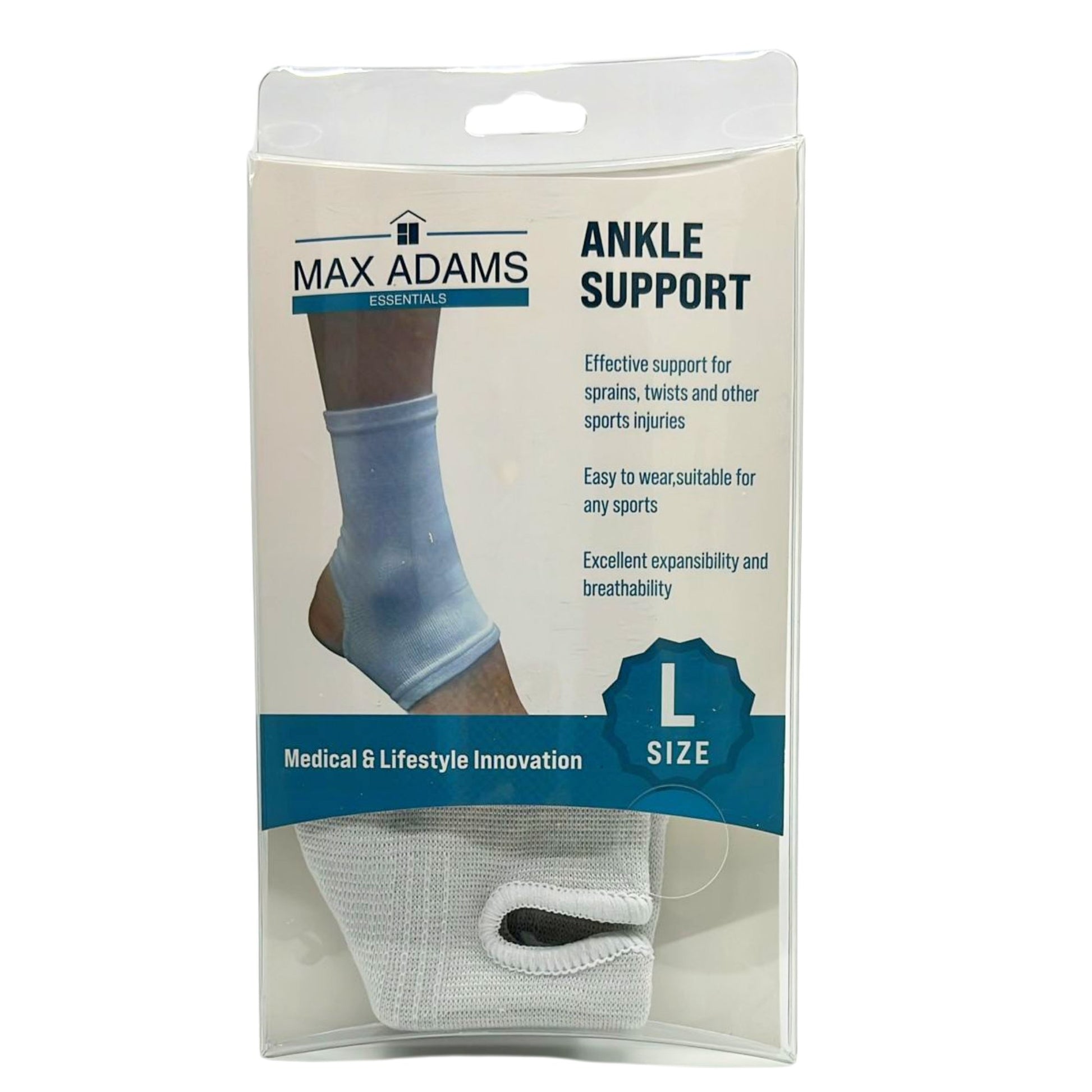 Max Adams Essentials White Stretchable Ankle Support