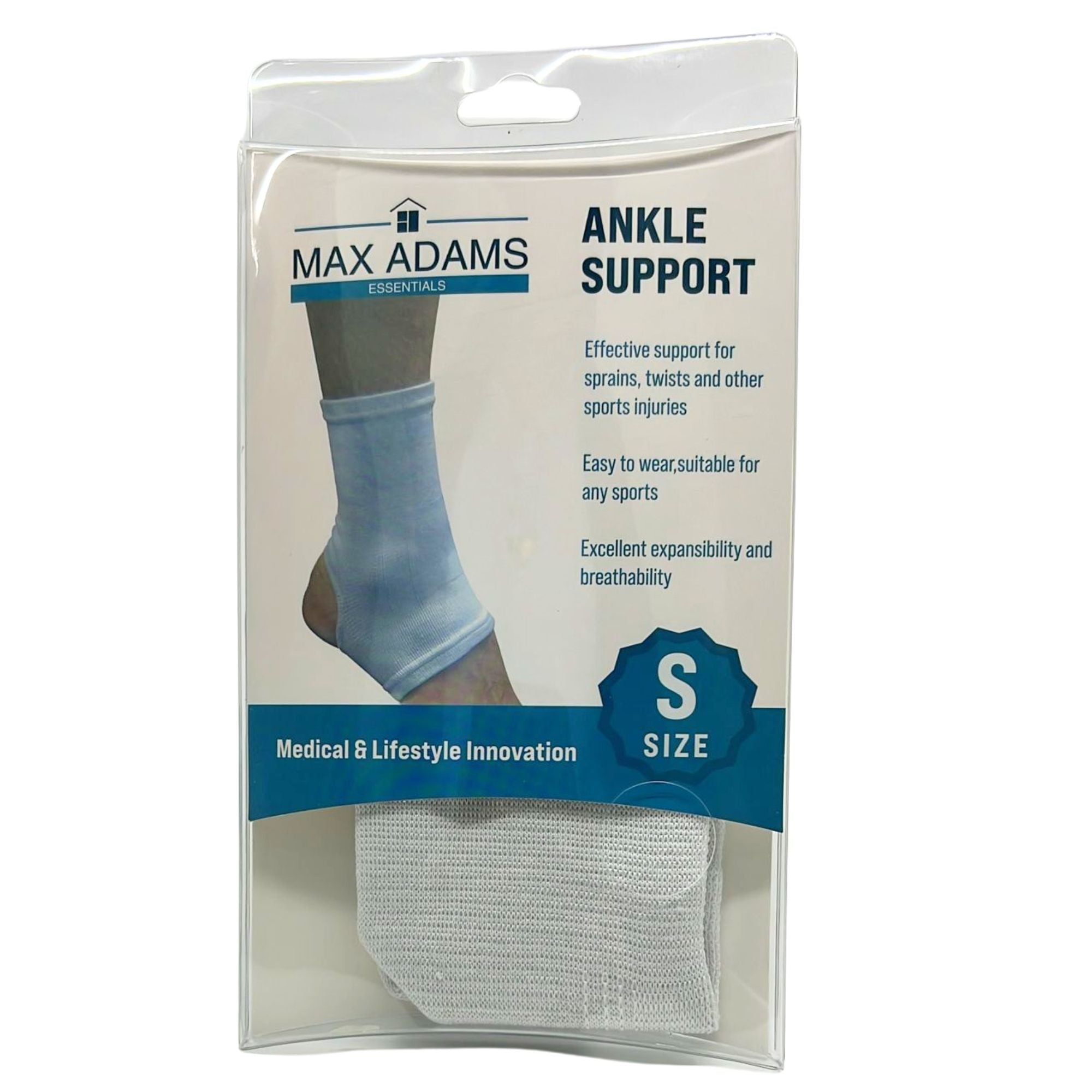 Max Adams Essentials White Stretchable Ankle Support: 1 Pack Personal Care Safety lifestyle use image