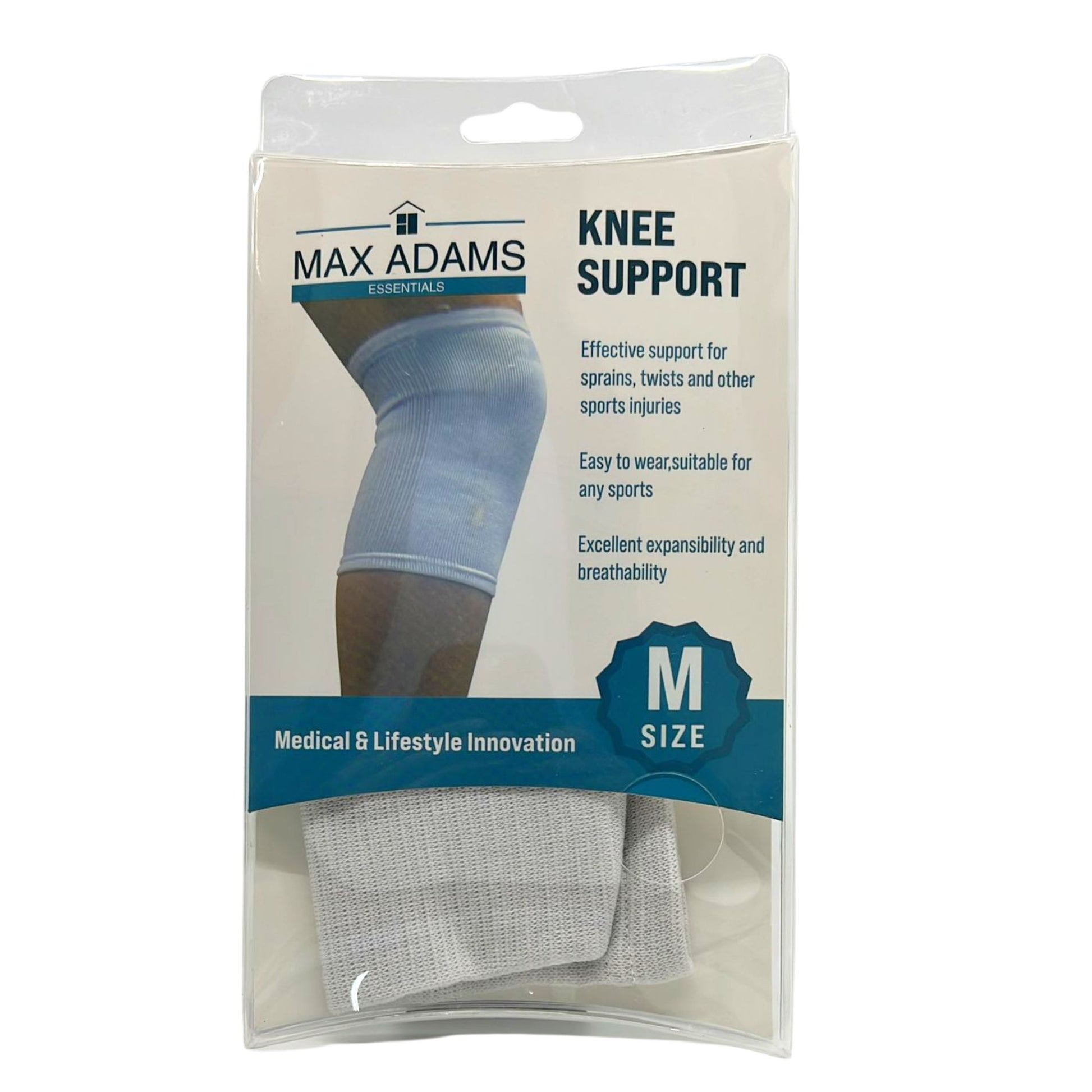 Max Adams Essentials White Stretchable Knee Support