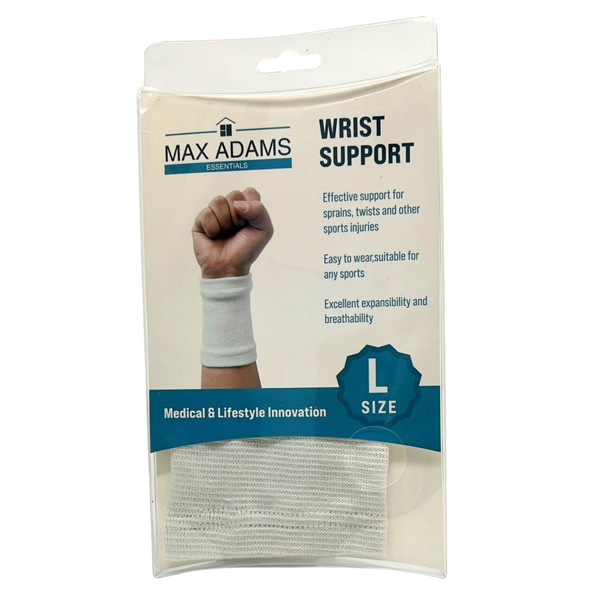 Max Adams Essentials White Stretchable Wrist Support