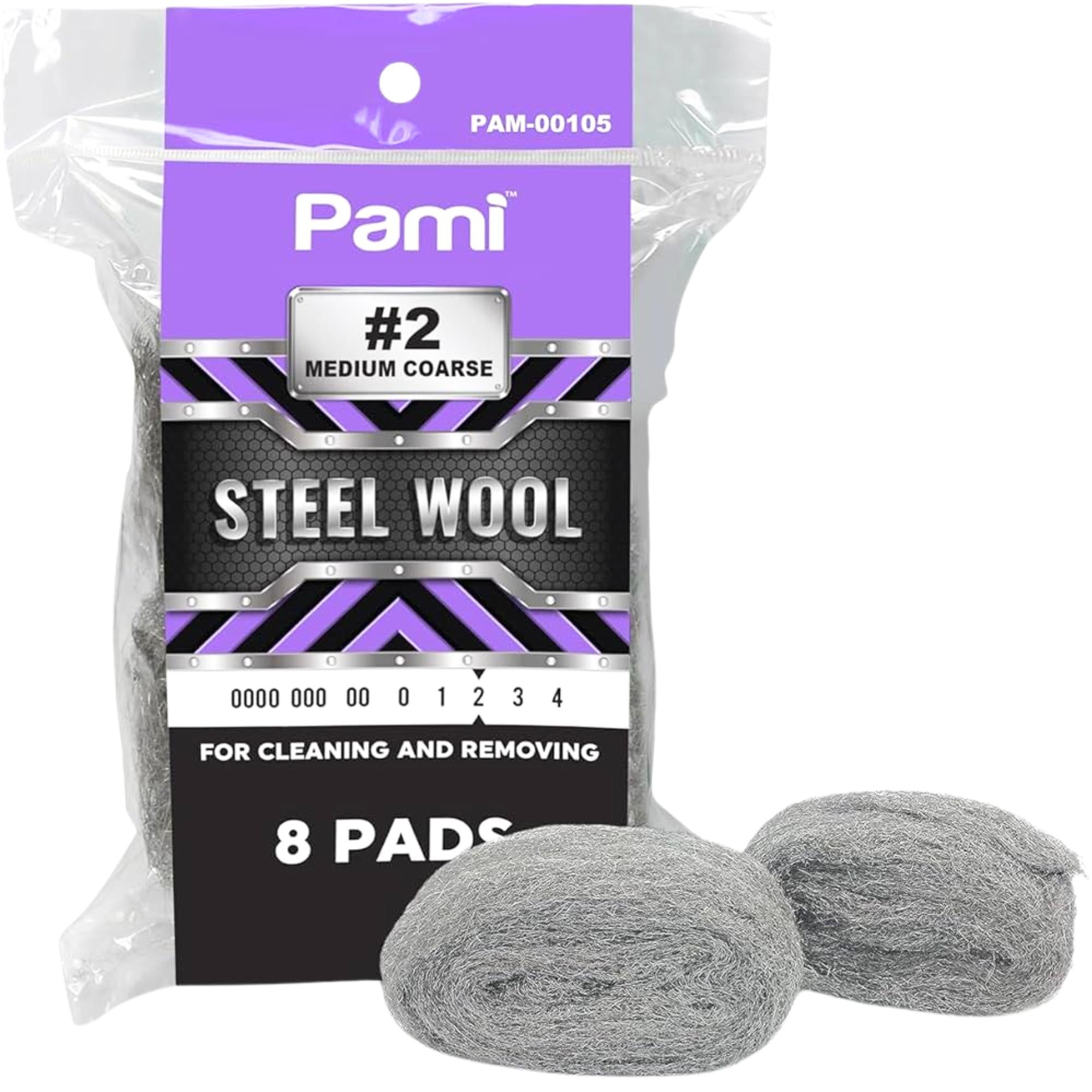 PAMI Grade #2 Medium Coarse Steel Wool Pads: 8 Pads Cleaning Steel Wool main product image