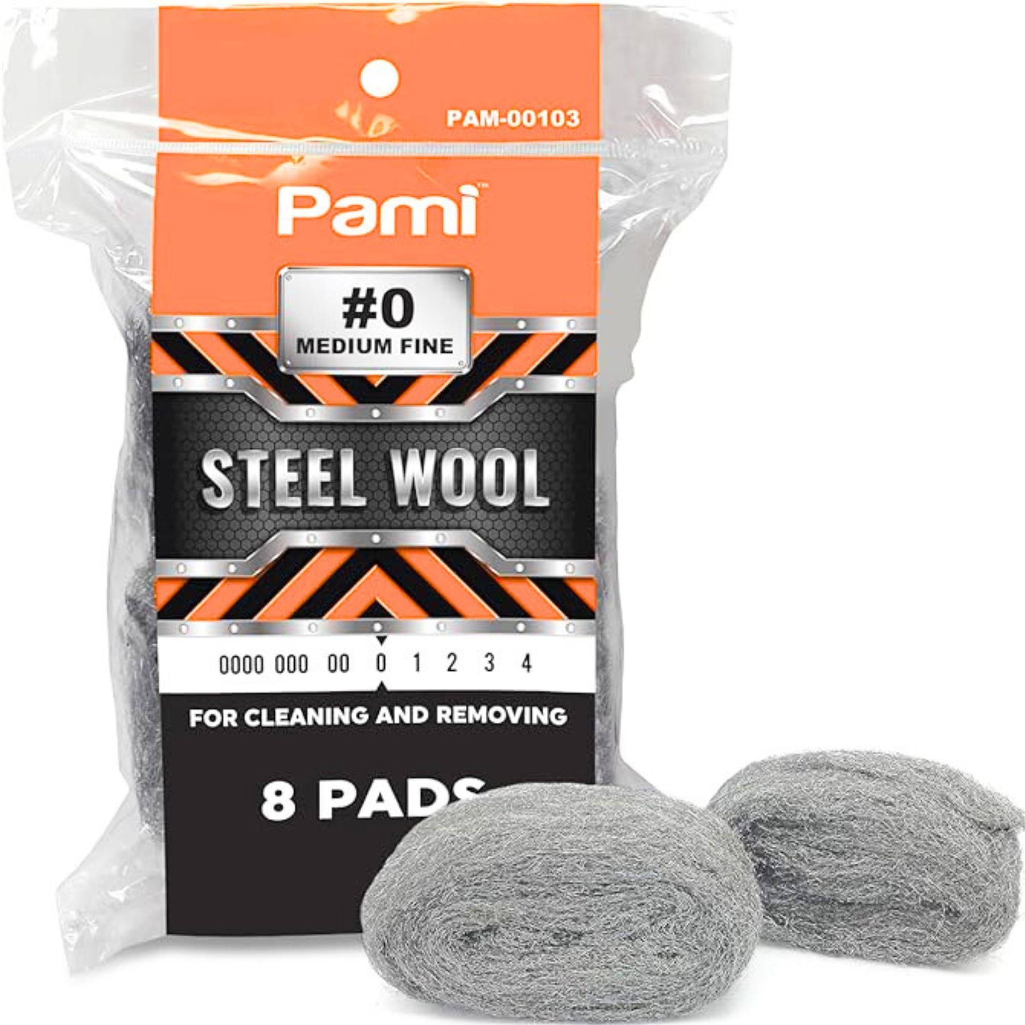PAMI Grade #0 Medium Fine Steel Wool Pads: 8 Pads Cleaning Steel Wool main product image