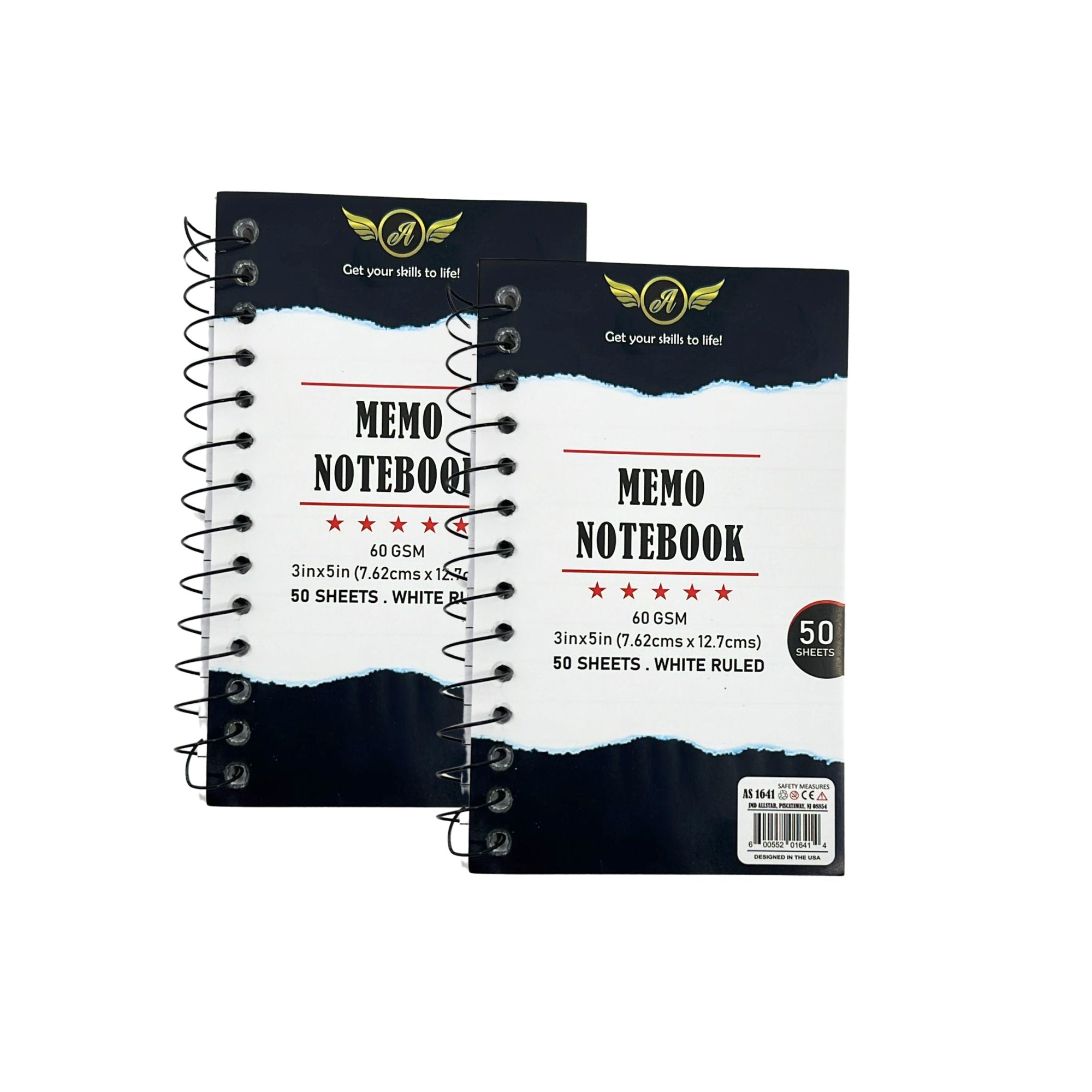 Set of 2 Memo Notebook 3 X 5 Inches White Ruled Sheets: 50 count Each Memo Notebooks & Notepads Notebook School main product