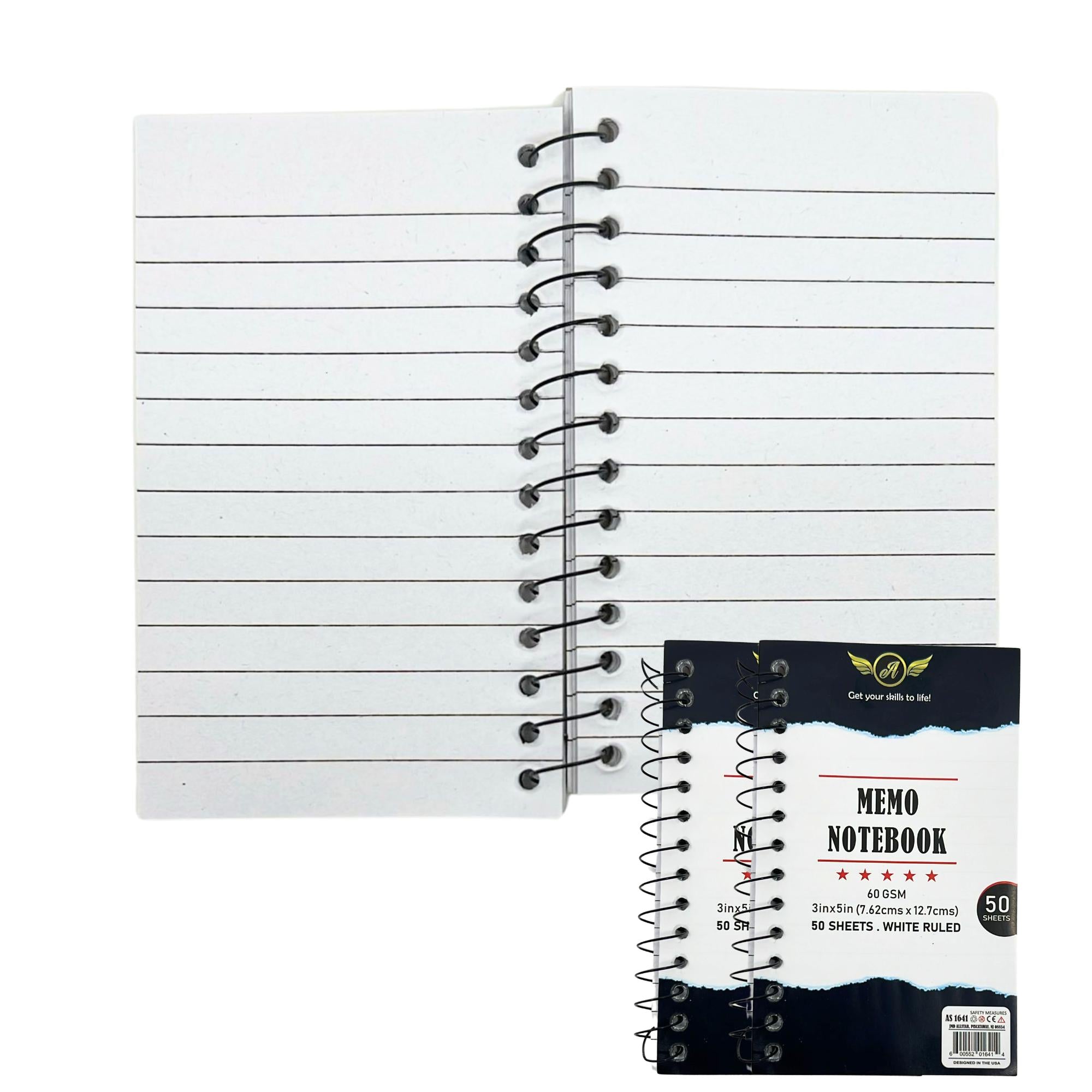 Set of 2 Memo Notebook 3 X 5 Inches White Ruled Sheets: 50 count Each Memo Notebooks & Notepads Notebook School product