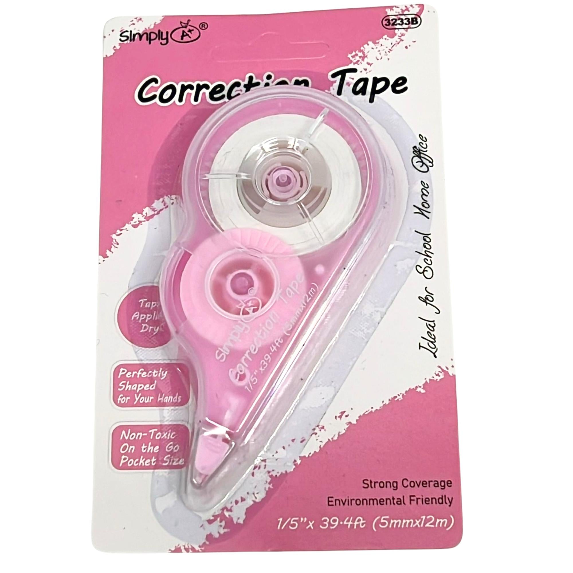 Correction Tape 1/5" x 39.4ft – White, Dry Application: 1 Pack Correction Tapes size and feature image