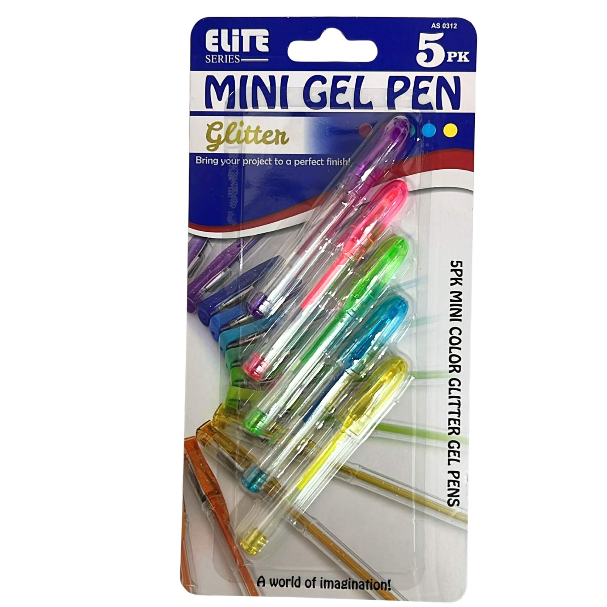 Elite Series –Mini Glitter Gel Pens: 5 Pack main product image