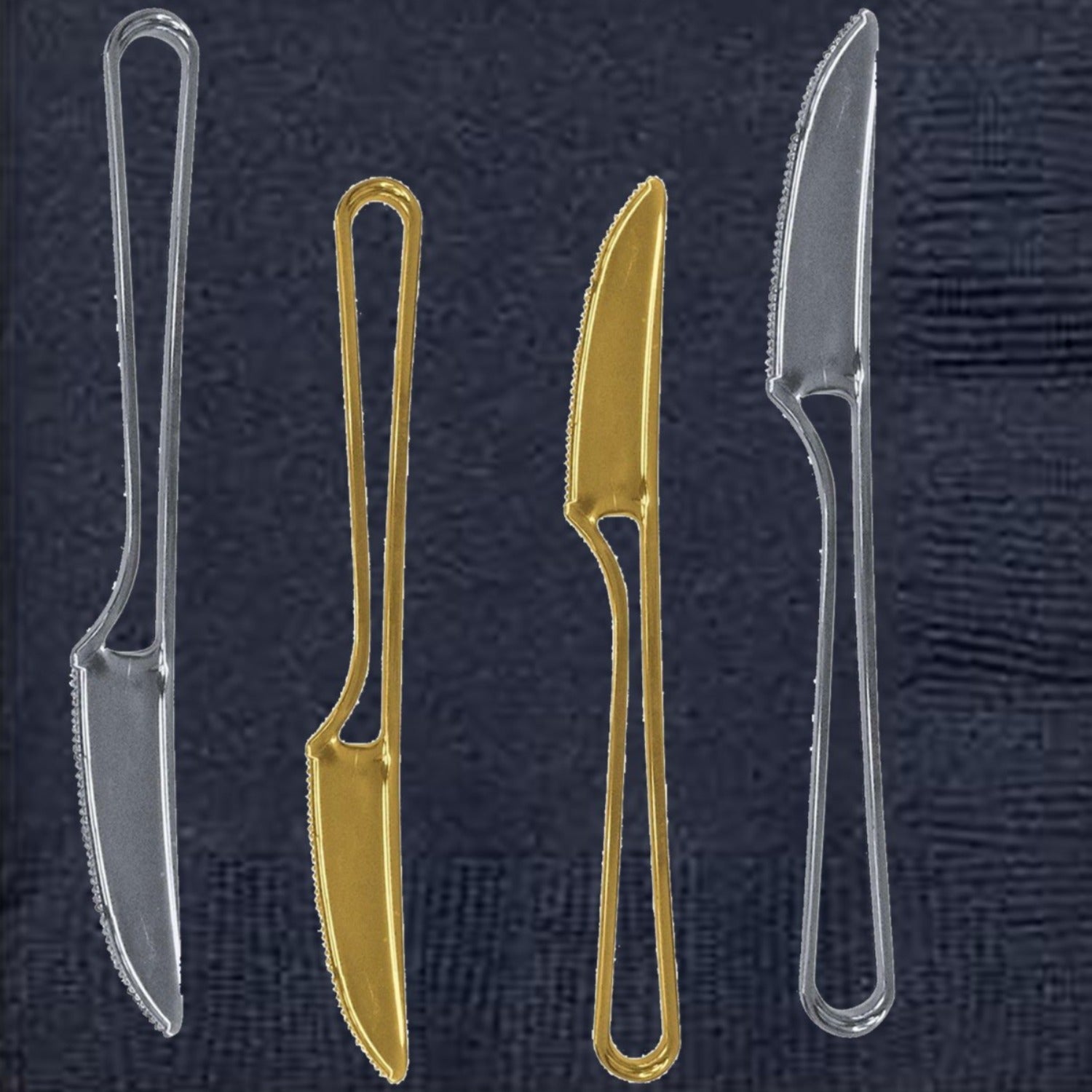 Modern Collection Contemporary Handle Design Knives Silver: 20 Pack Disposable Knives size and feature image