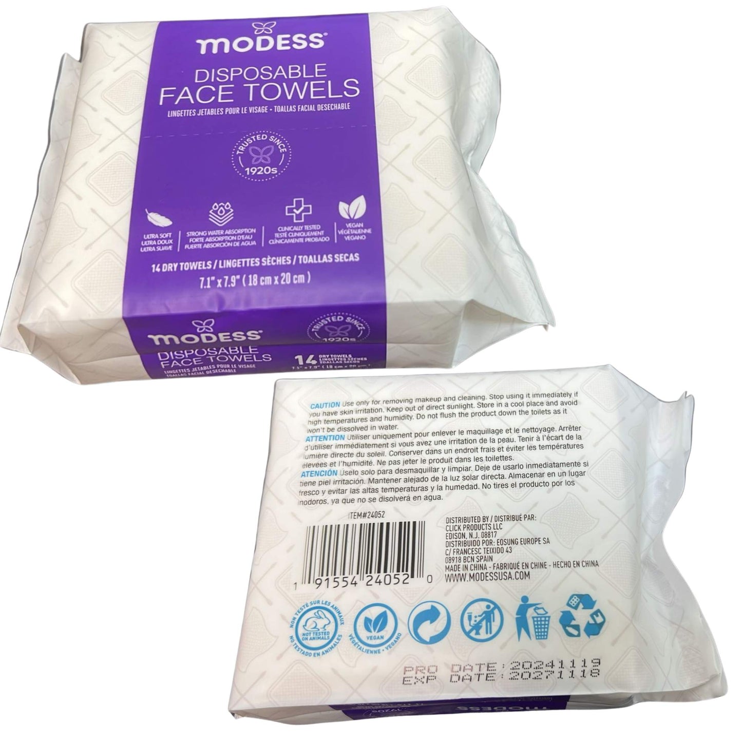 Modess Disposable Face Towels – 14CT