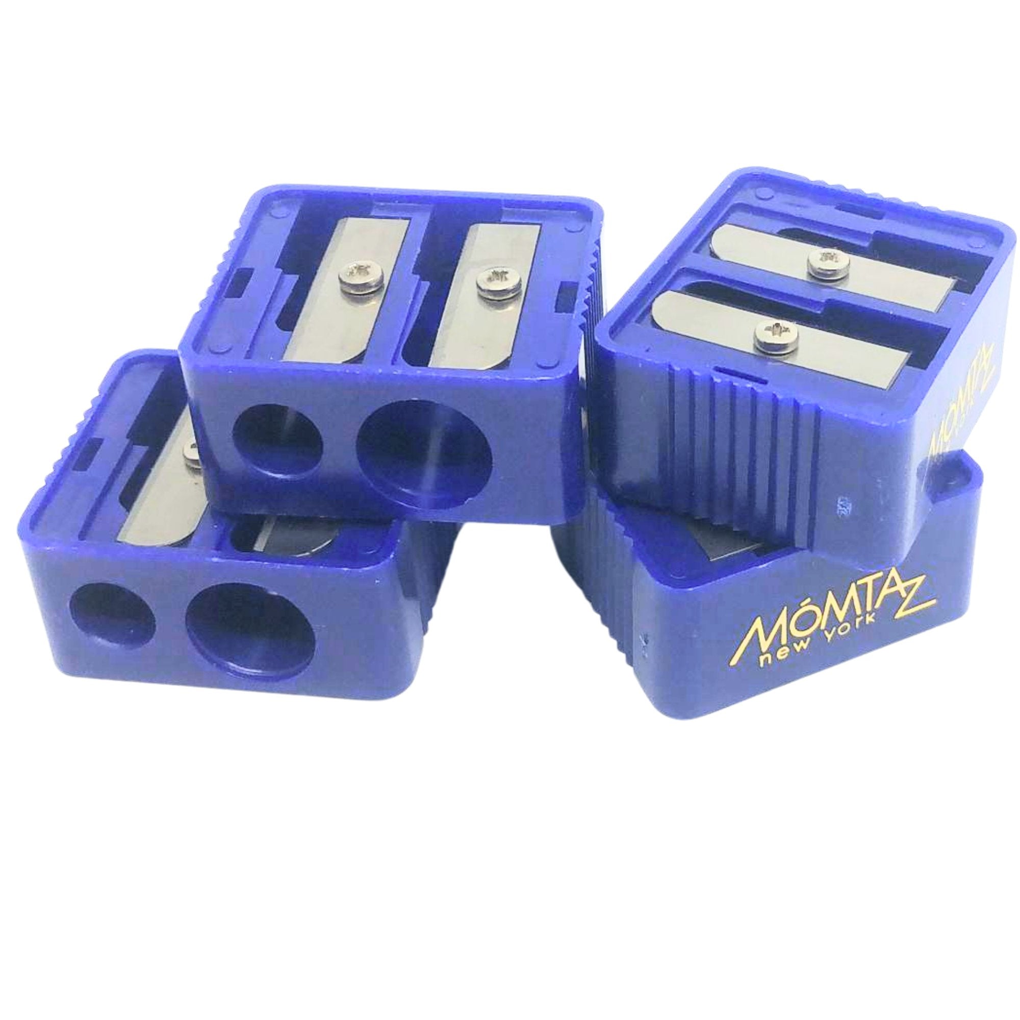 Momtaz NY Dual Hole Eye Pencil Sharpener: 4 Pack makeup tools set Holiday Gift lips makeup Tools size and feature image