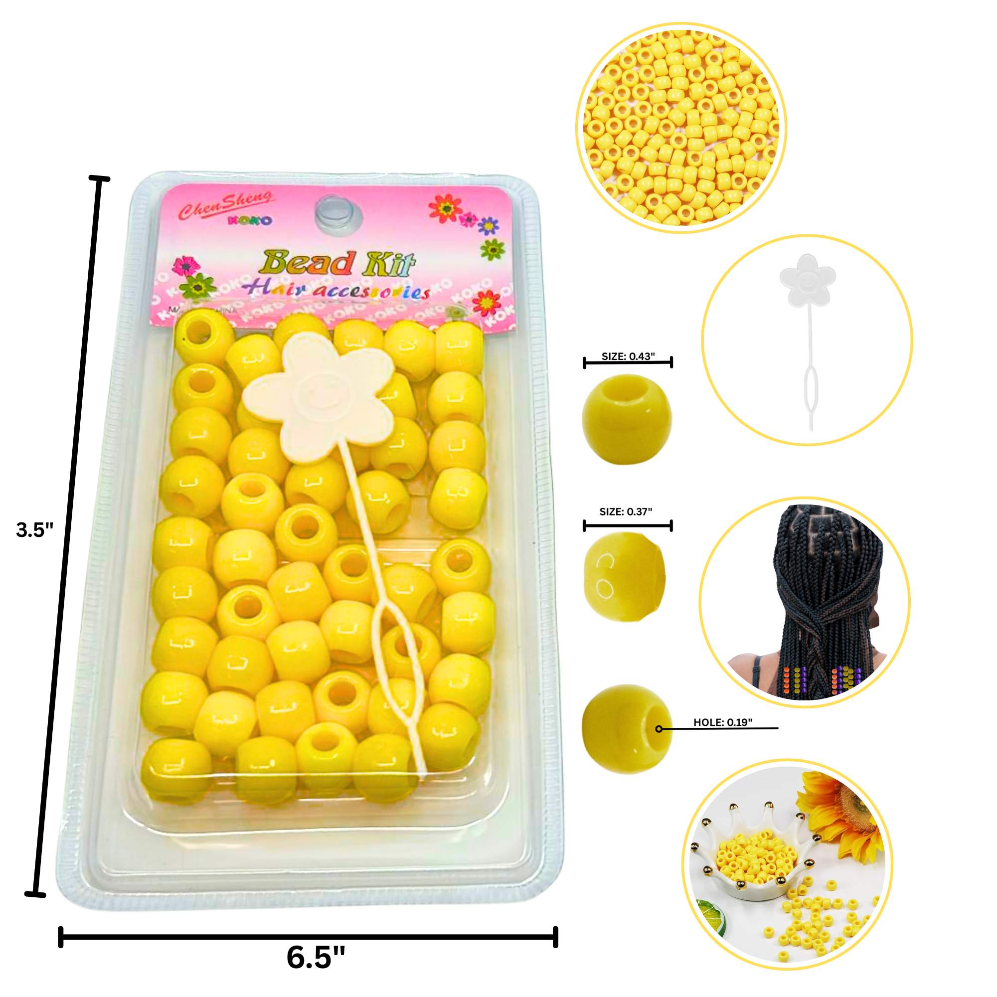 Deluxe Large yellow Bead Kit: 50 Pack Bead kit DIY product detail image