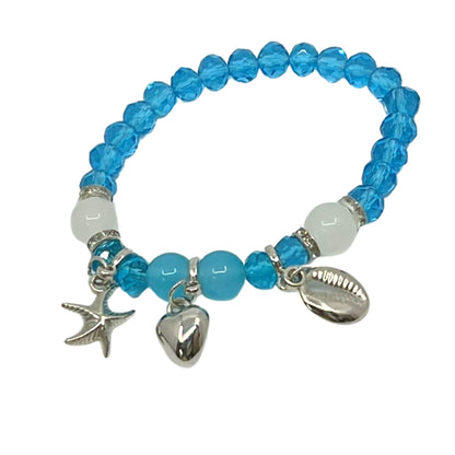 Colorful Beaded Bracelet with Three Charms