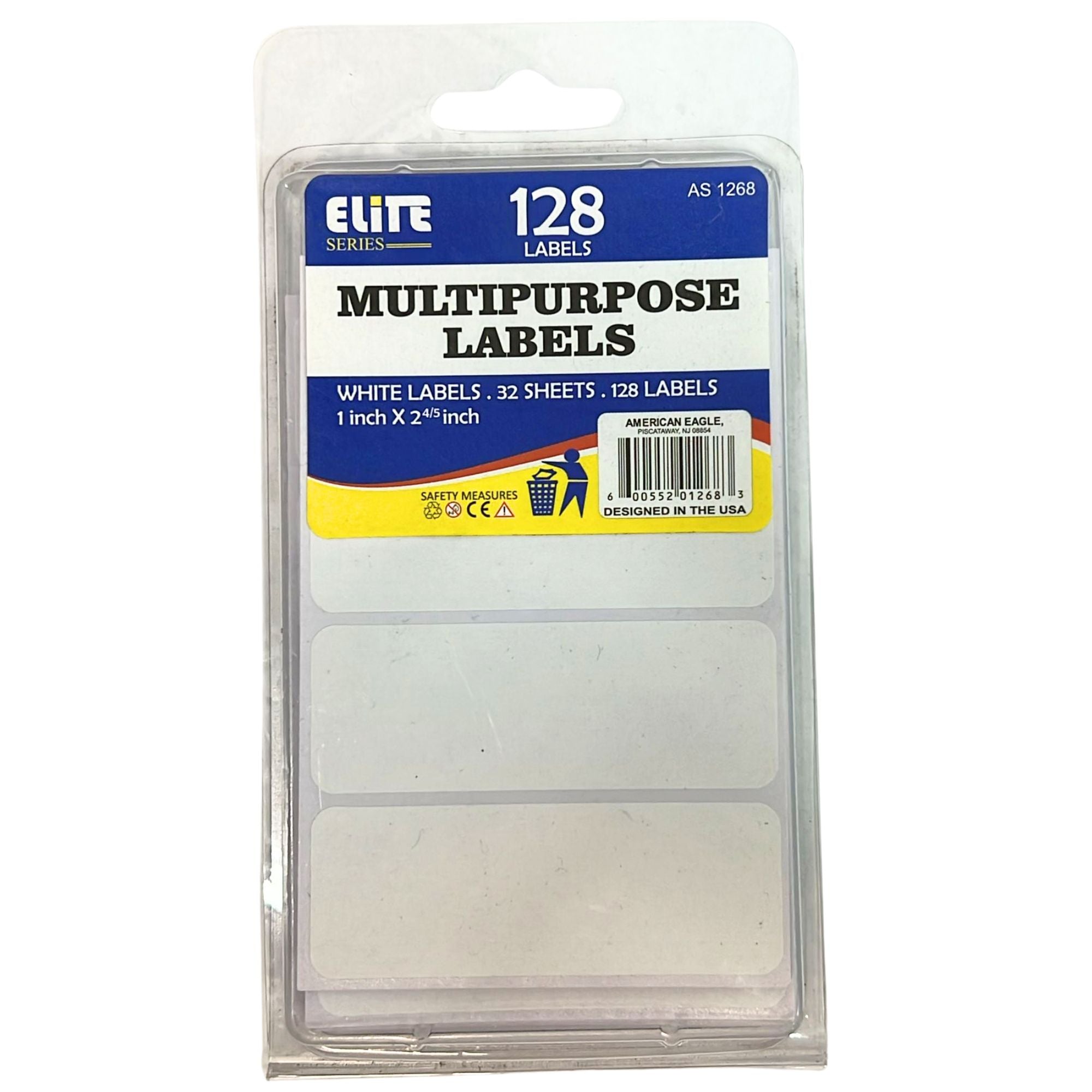 1" x 2.75" Multipurpose White Lables: 128 Labels & Tags Label School main product image
