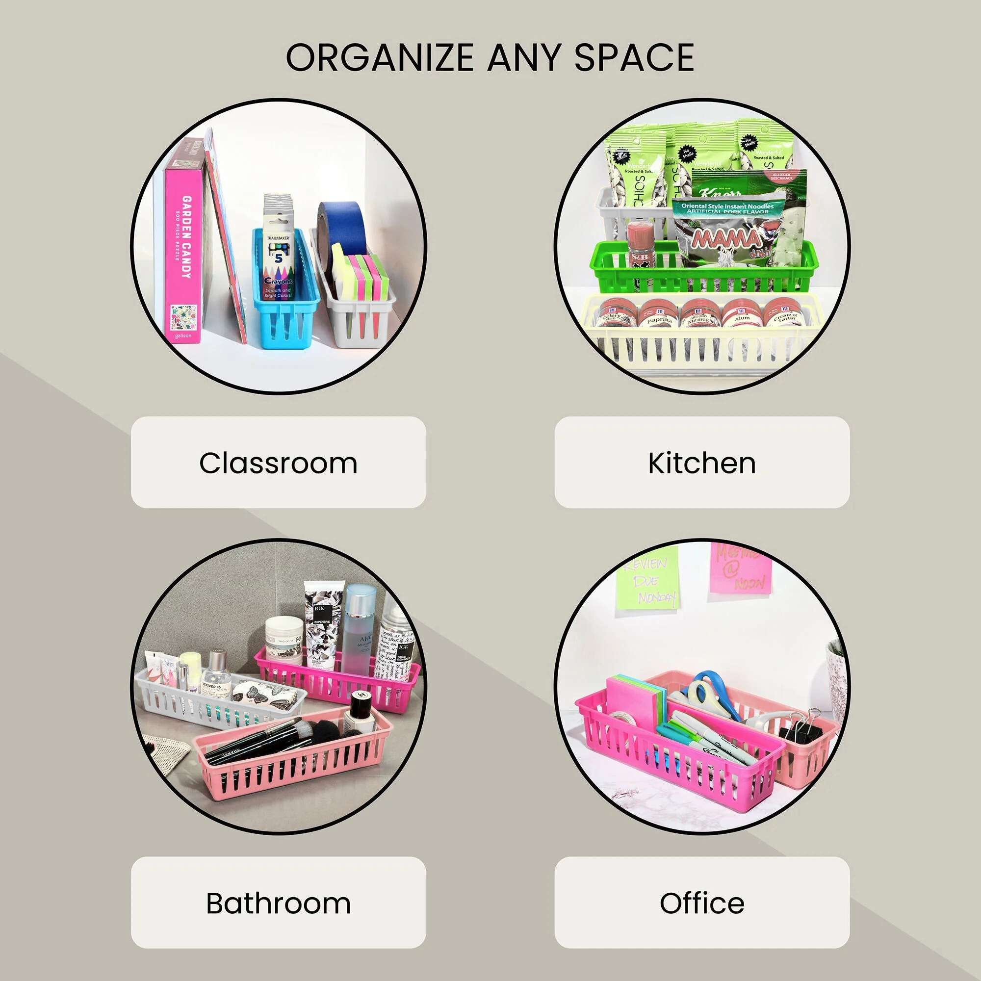 Rectangular 10.3"x3.25"x2.37" Slim Plastic Organizer 1 Pack Basket Organizer product image 7