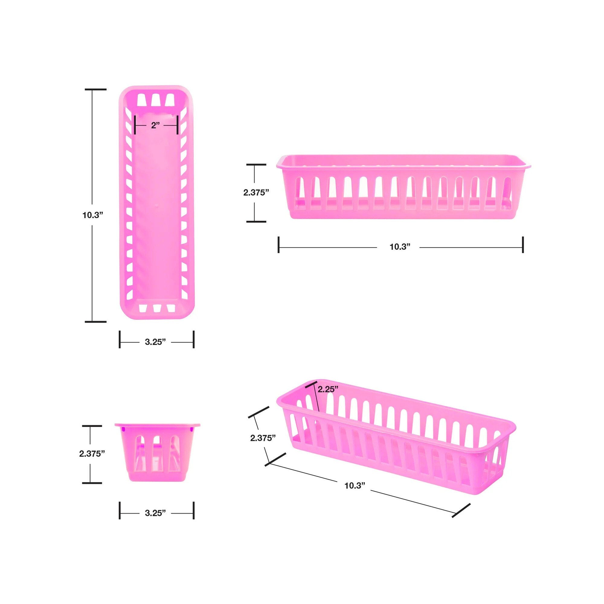 Rectangular 10.3"x3.25"x2.37" Slim Plastic Organizer 1 Pack Basket Organizer product detail image