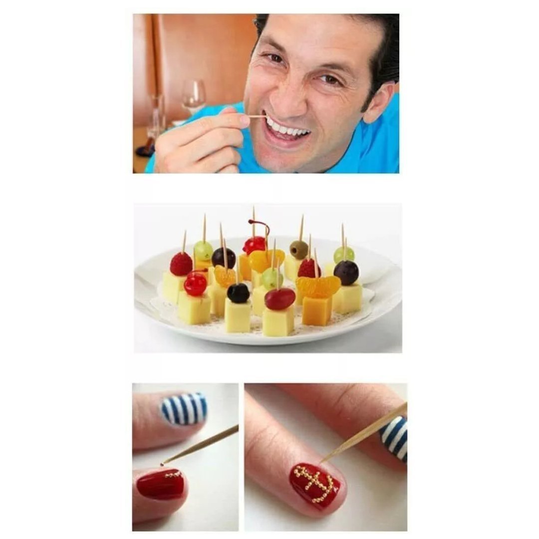 Natural Bamboo Toothpicks 3 Bottle Dispenser Home Party: 600 Pack product image 6