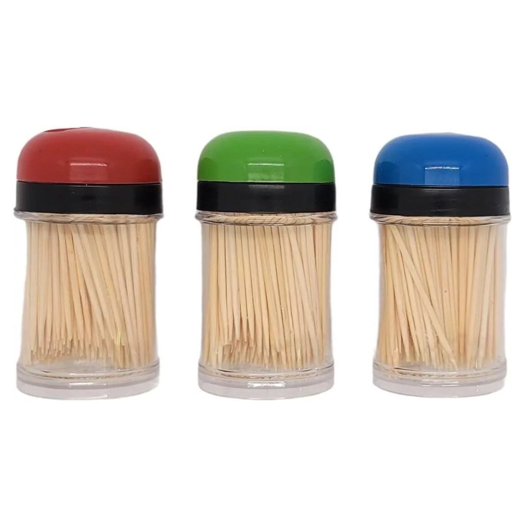 Natural Bamboo Toothpicks 3 Bottle Dispenser Home Party: 600 Pack main product image