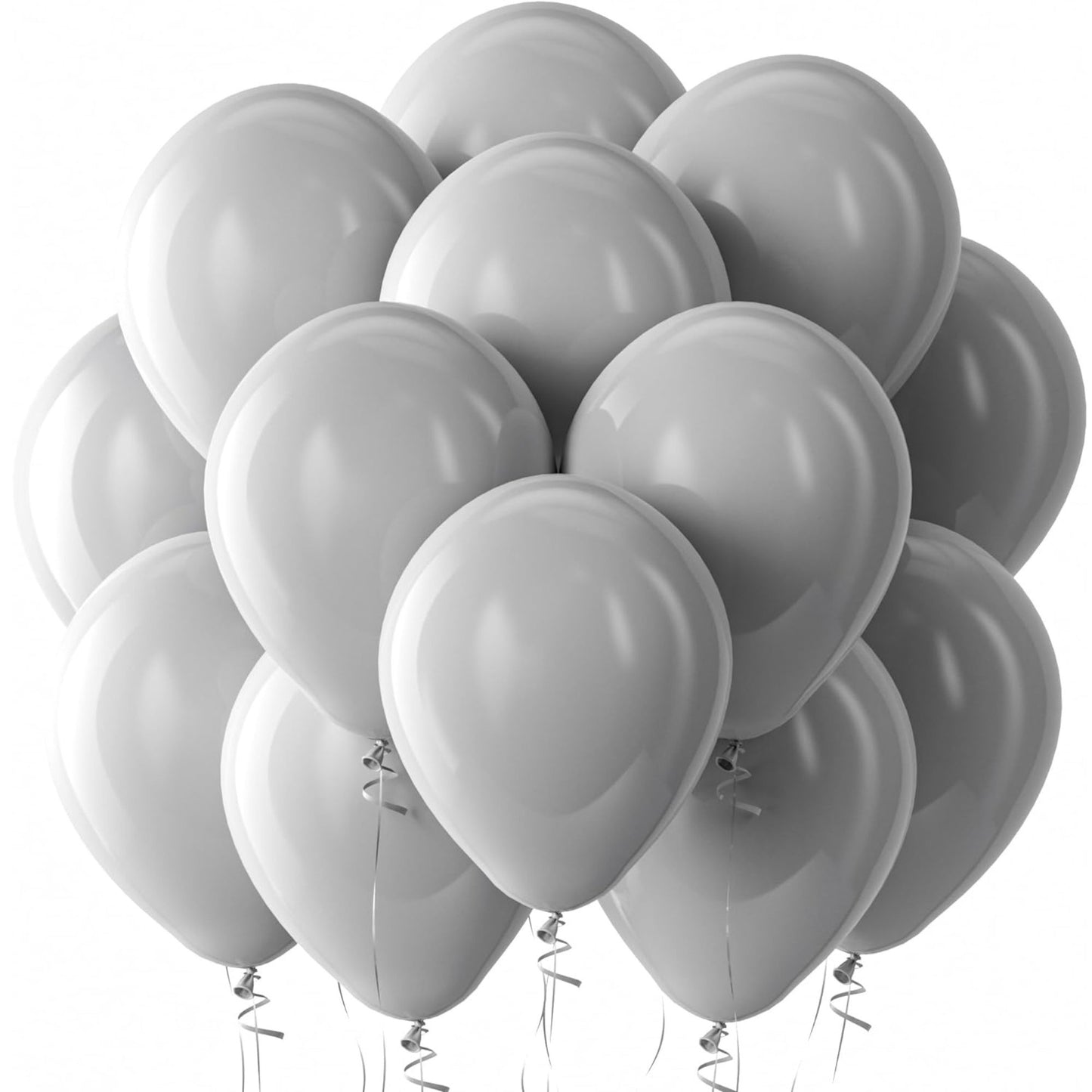 Gray helium-quality natural latex balloons