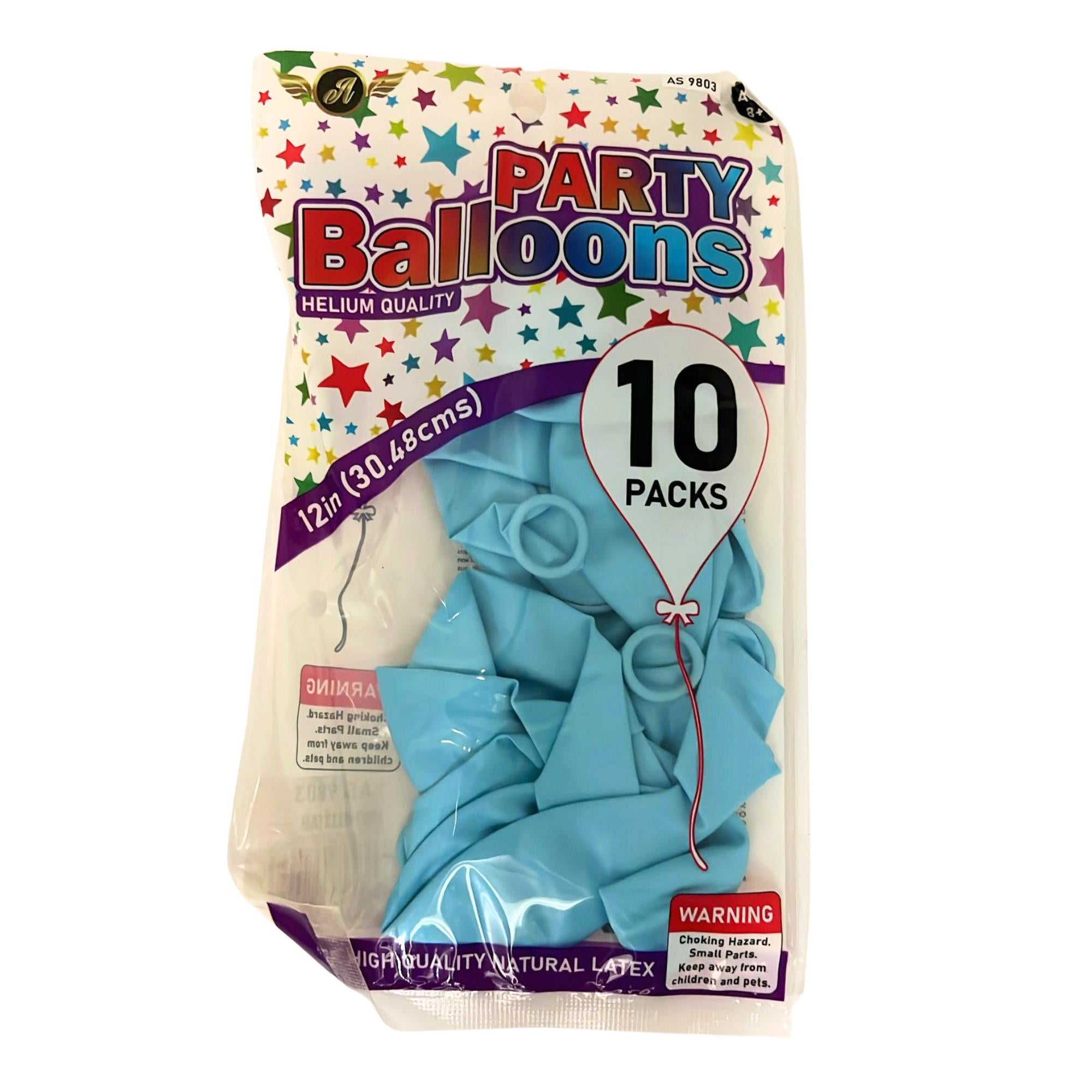 12" Helium Quality Natural Latex Balloons Light Blue 10 Pack size and feature image