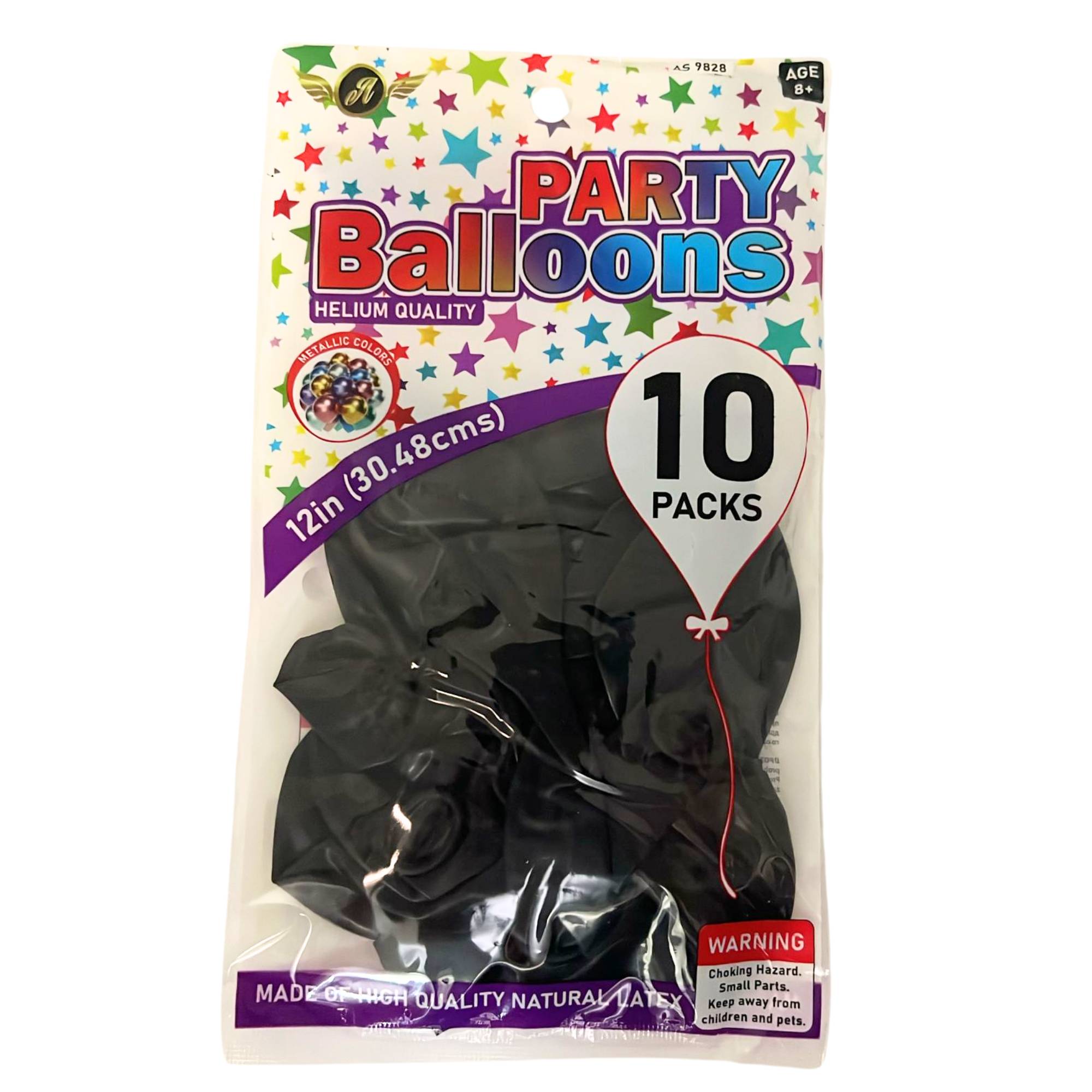12" Helium Quality Natural Latex Balloons Miler Black 10 Pack Balloon Halloween Balloon size and feature image