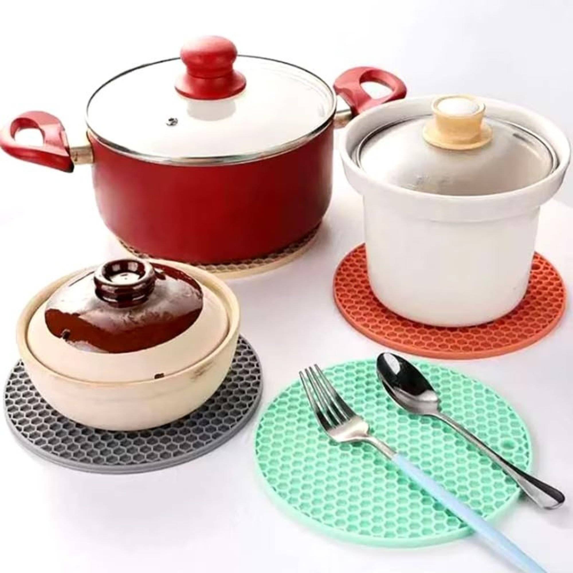 7" Round Silicone Placemat & Holder: 1 Pack Trivets Kitchen Accessories product image 14