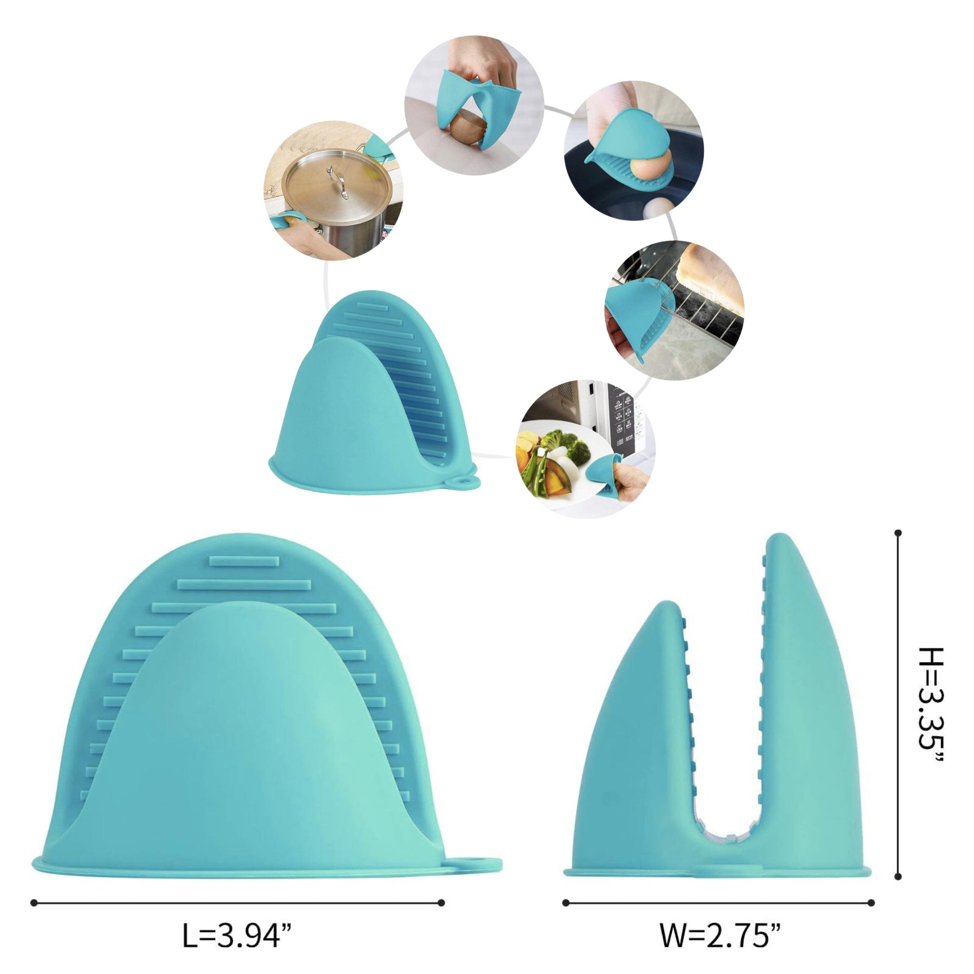 Silicone Oven Heat Resistant Mini Potholders Mitts: 1 Pair Oven Mitts & Pot Holders product detail image