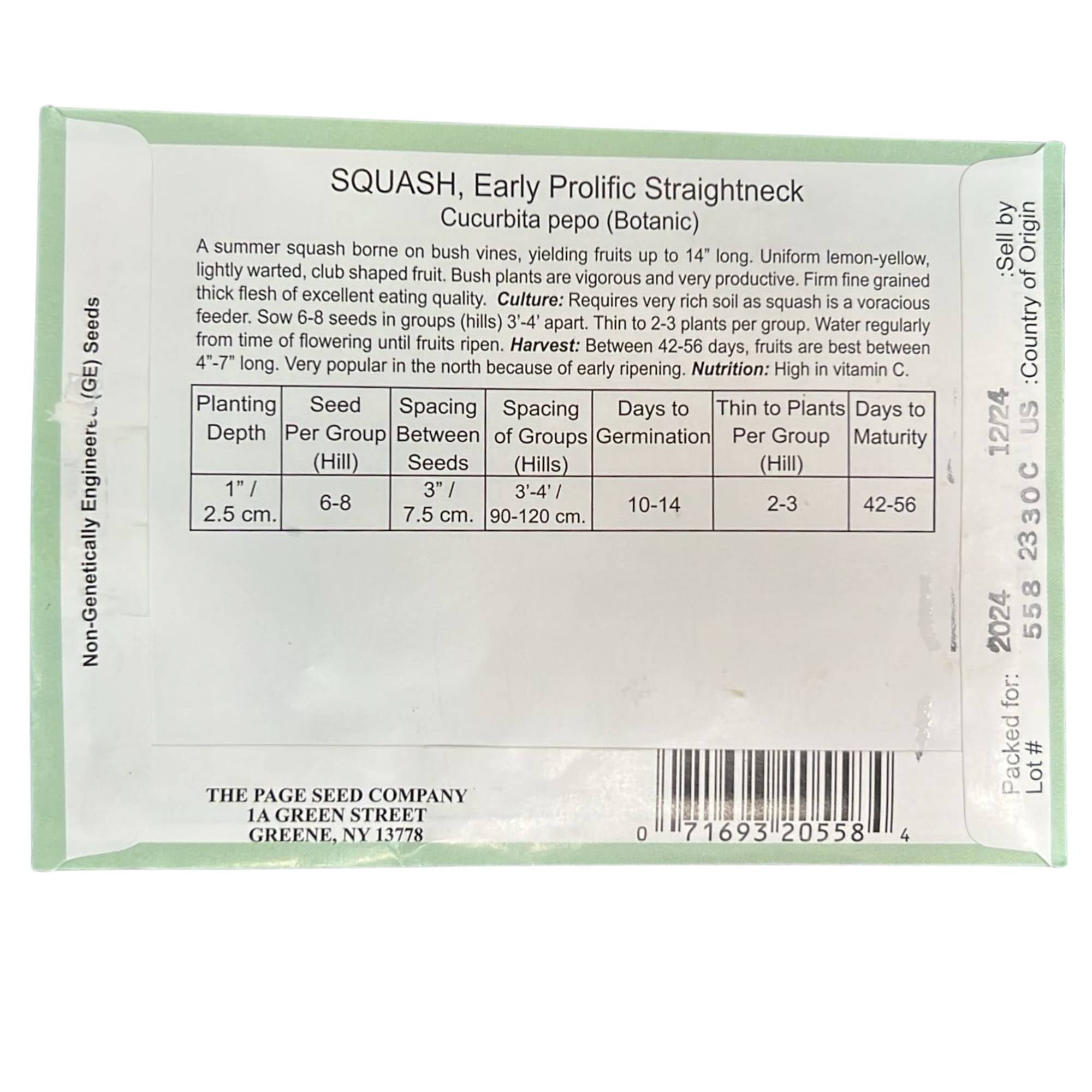 Valley Greene 1g Squash Early Prolific Straightneck Seeds: 2 Pack size and feature image