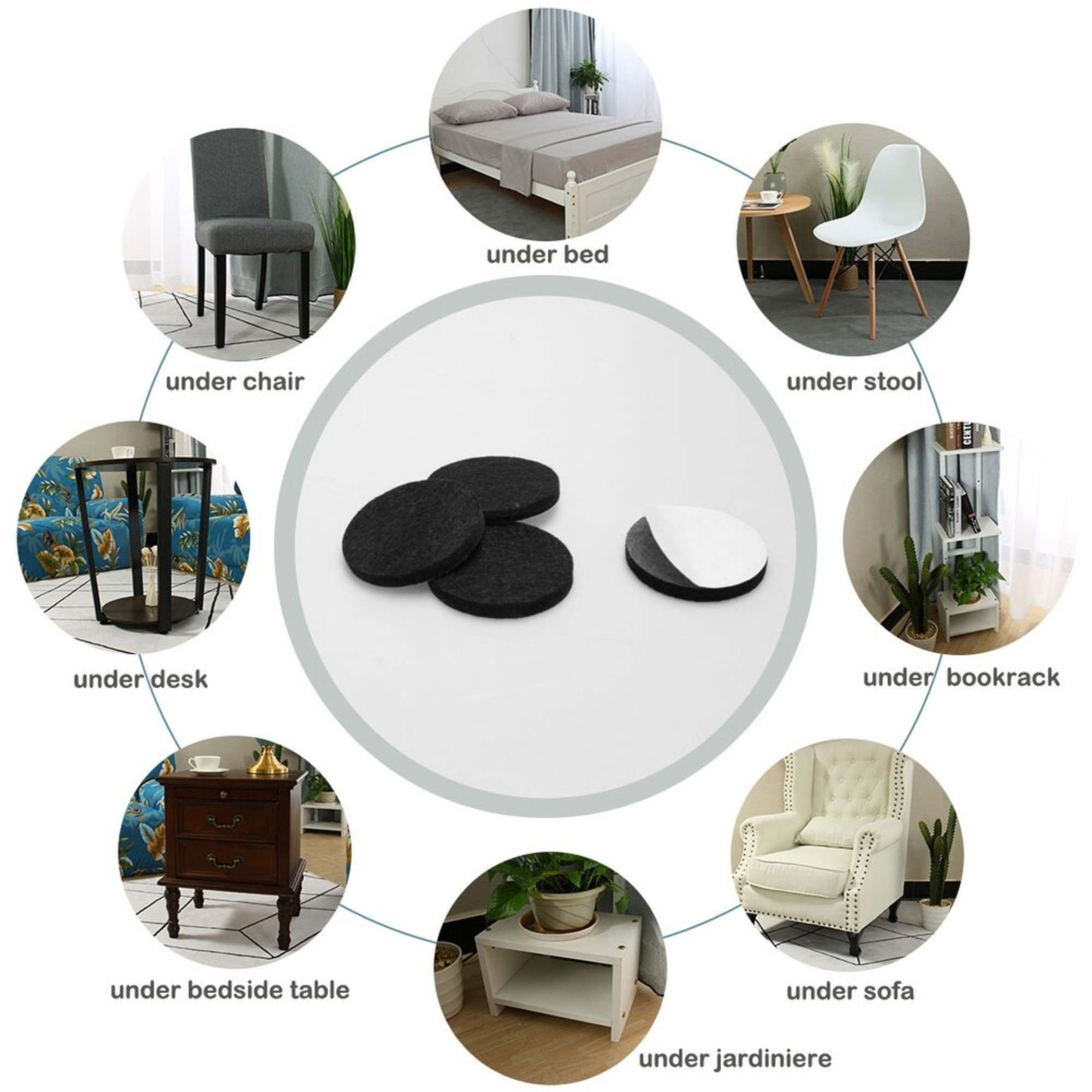 Oval & Round Felt Pads, Furniture & Floor Protectors: 36 Pack Furniture Floor Protectors Furniture care lifestyle use image