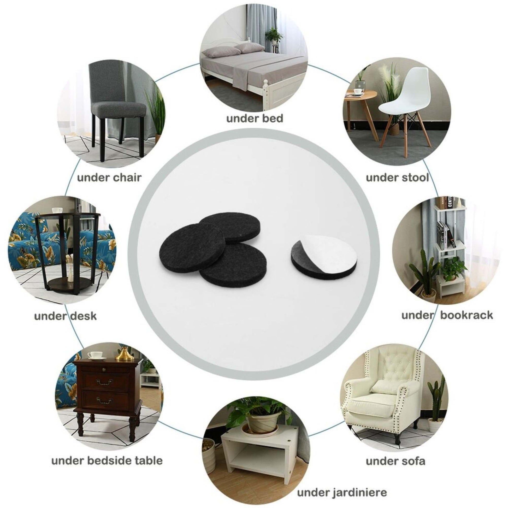 Oval & Round Felt Pads, Furniture & Floor Protectors