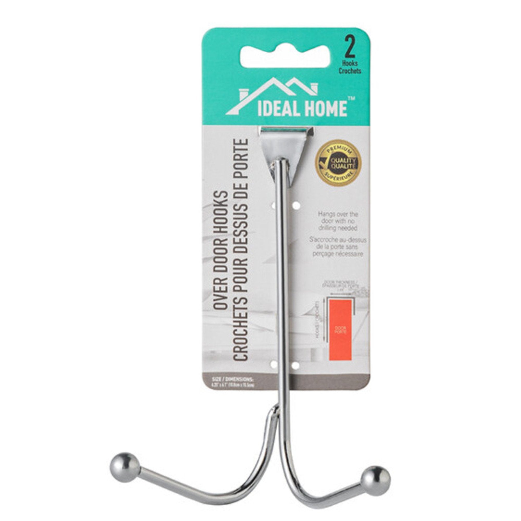 Two Prong Stainless Steel Over the Door Hook 1 Pack Robe Hooks Hardware main product image