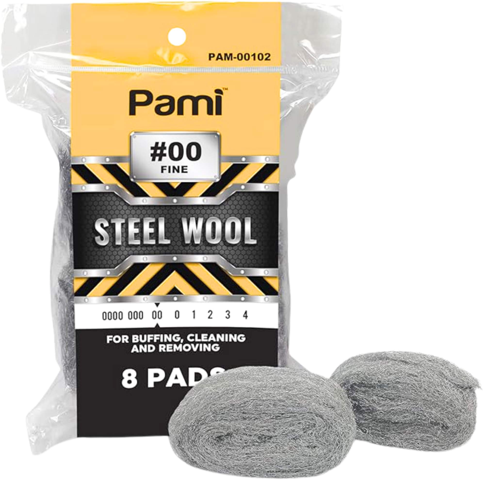 PAMI Grade #00 Fine Steel Wool Pads: 8 Pads Cleaning Steel Wool main product image