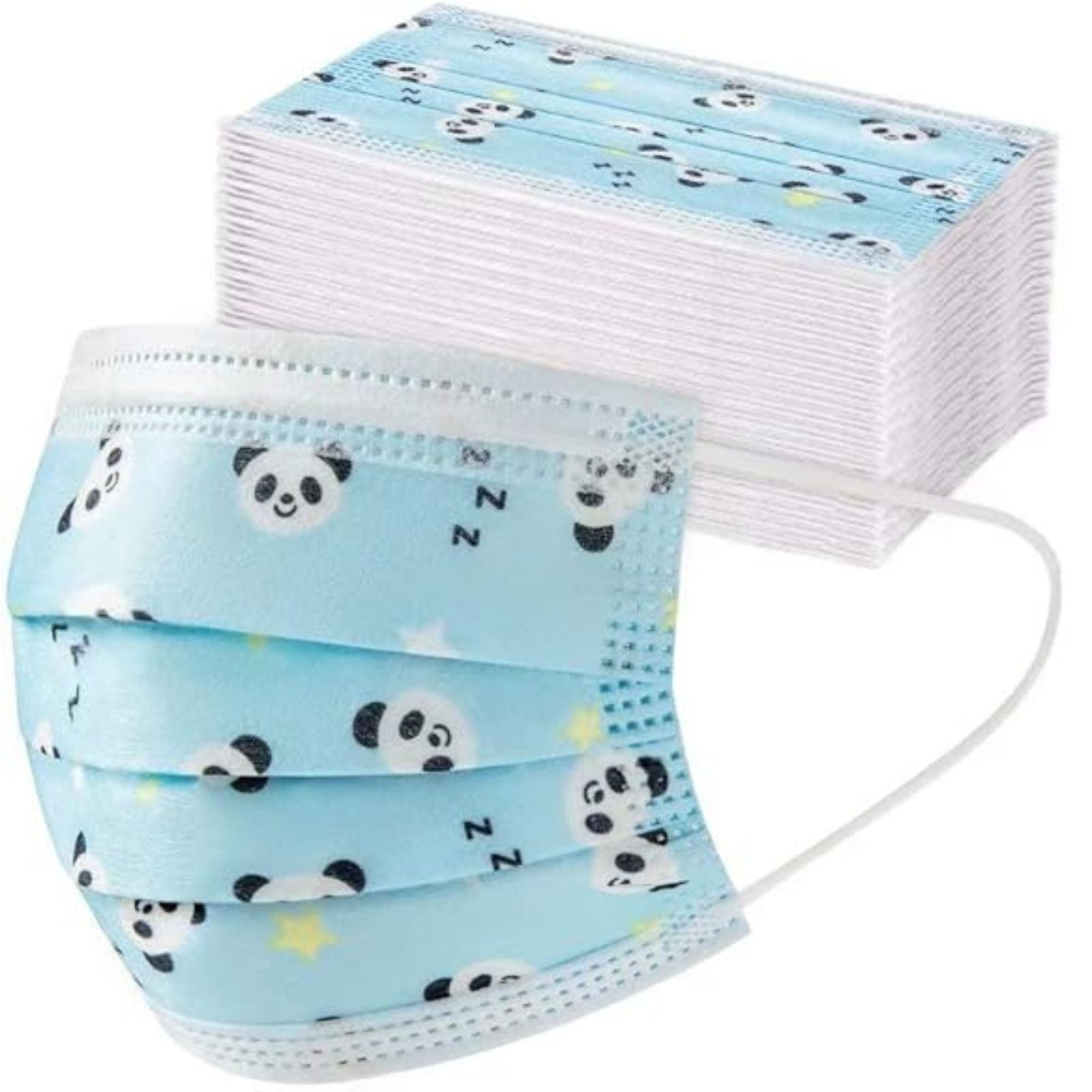Panda Print Kids 3 Layer Face Masks: 10 Pack Personal Care Safety size and feature image
