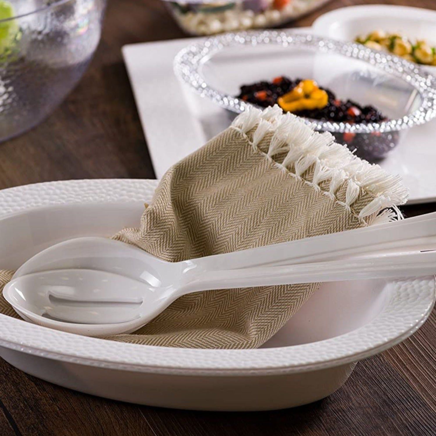 Pearl Plastic Salad Heavy Weight Serving Spoon 12": 1 Pack Disposable Spoons product image 5