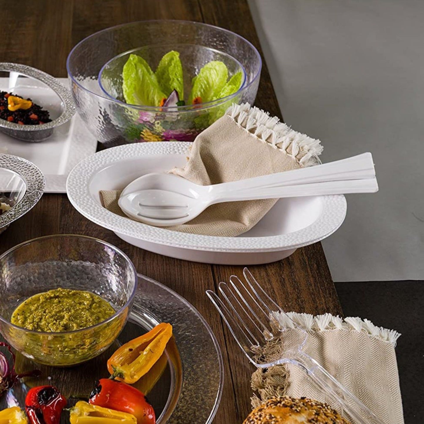 Pearl Plastic Slotted Salad Heavy Weight Serving Spoon 