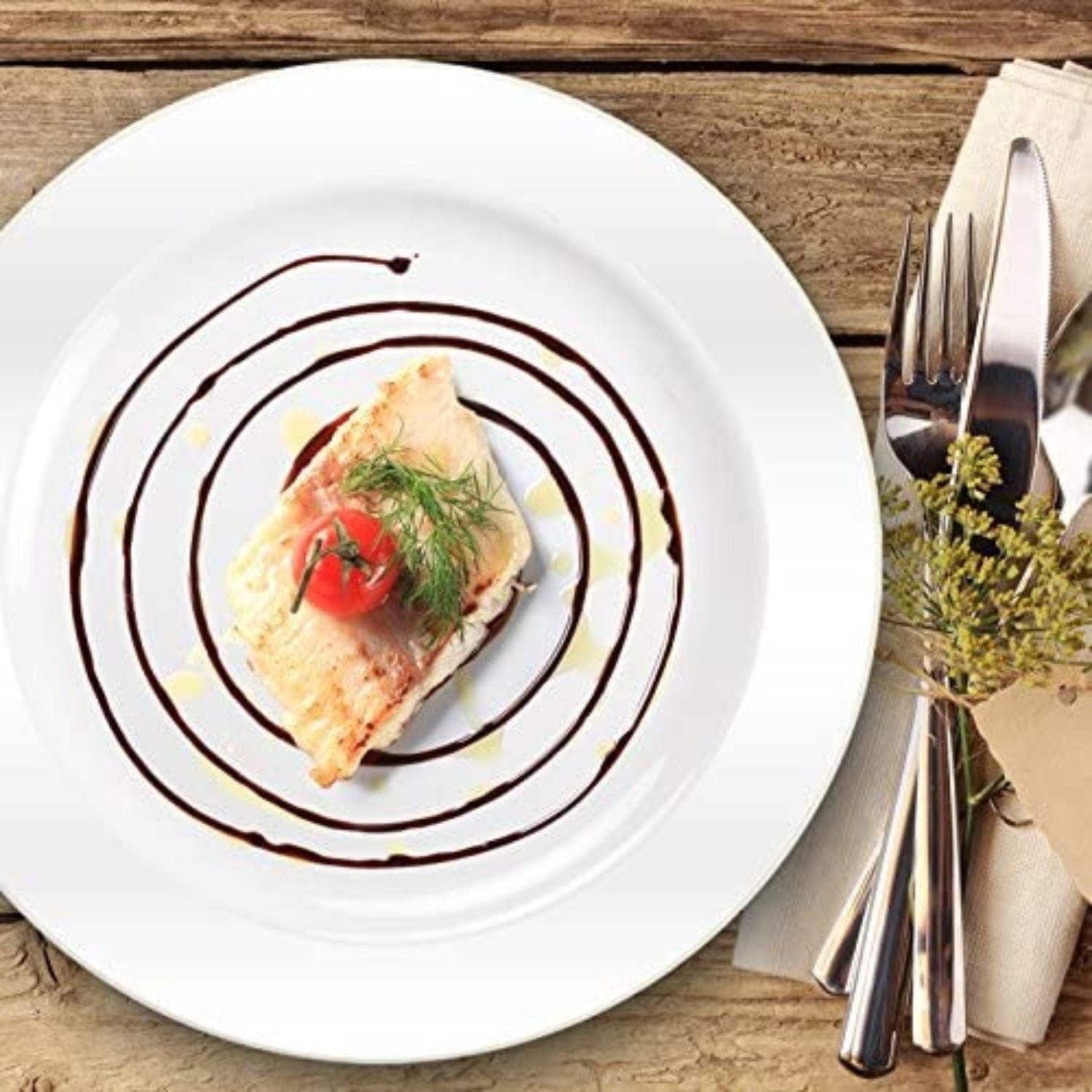 6.25" Pearl White Magnificence Heavy weight Plastic Dinner Plate: 4 Pack Kitchen Catalog, Disposable Plates size and feature