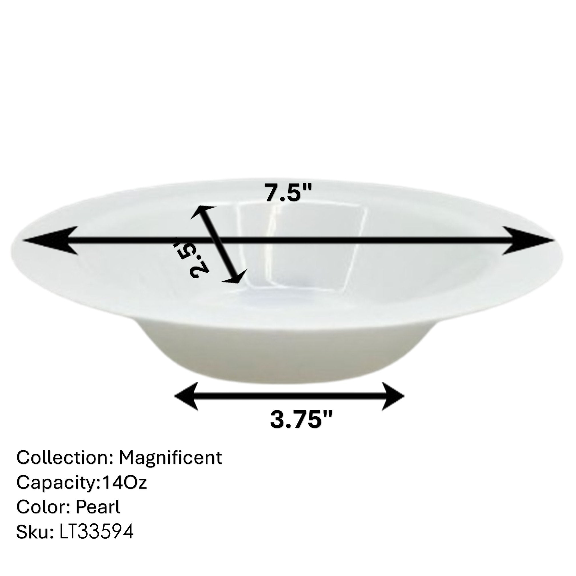 14oz Pearl White Magnificent Heavyweight Plastic Bowls: 2 Pack Kitchen Catalog,Dispoable Bowls product detail image