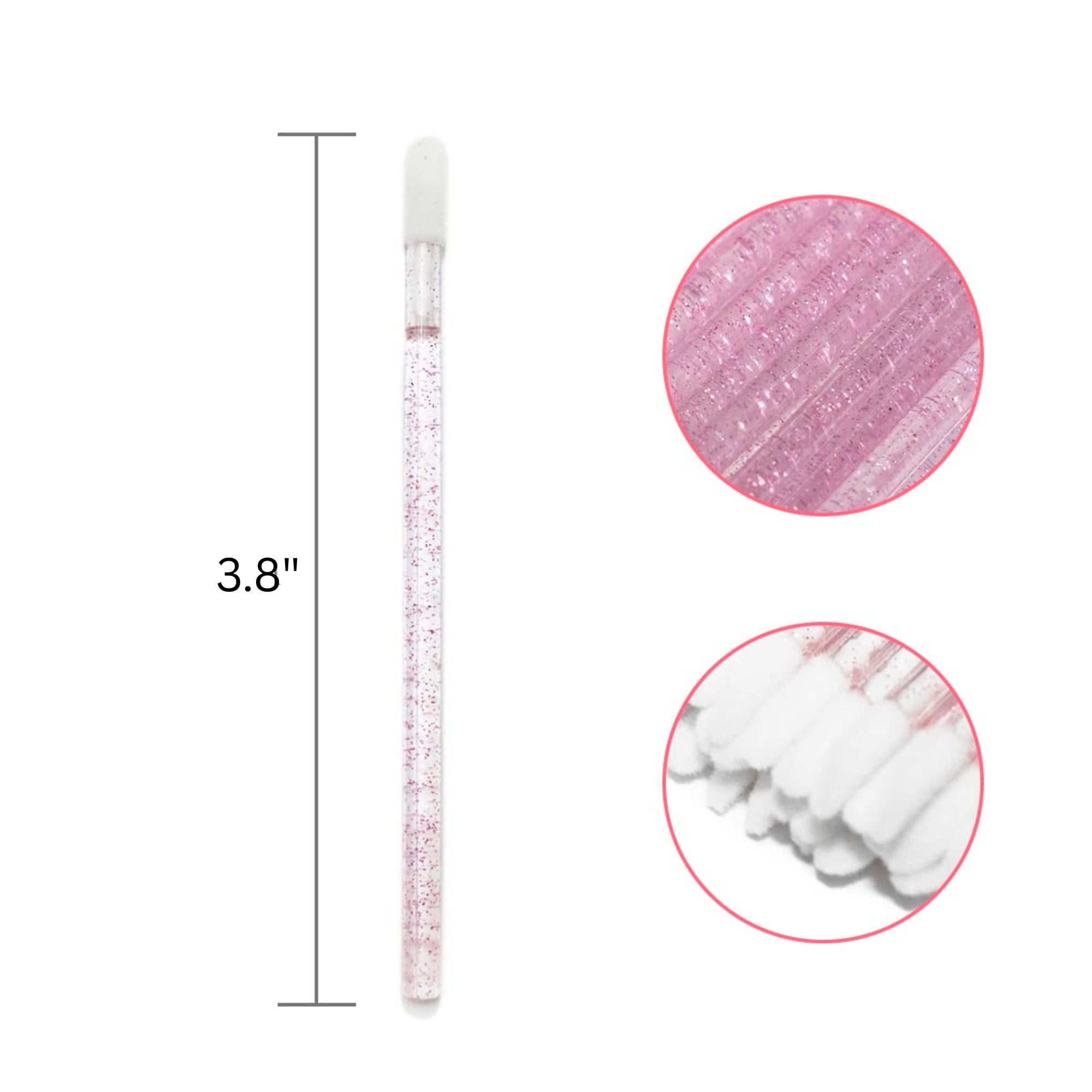 3.8" Lip Brush with Pink Glitter Handles: 4Pc Set Makeup Brushes Holidays Gift lips Tools product detail image