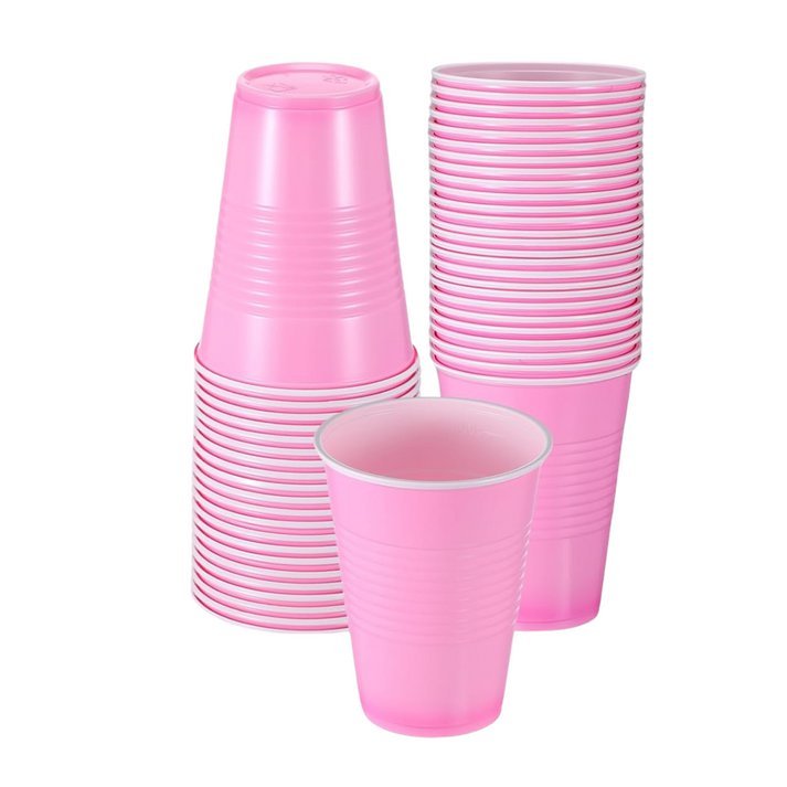Disposable 9oz Pink Plastic Cups: 8 Pack Kitchen Catalog,Dispoable Cups size and feature image