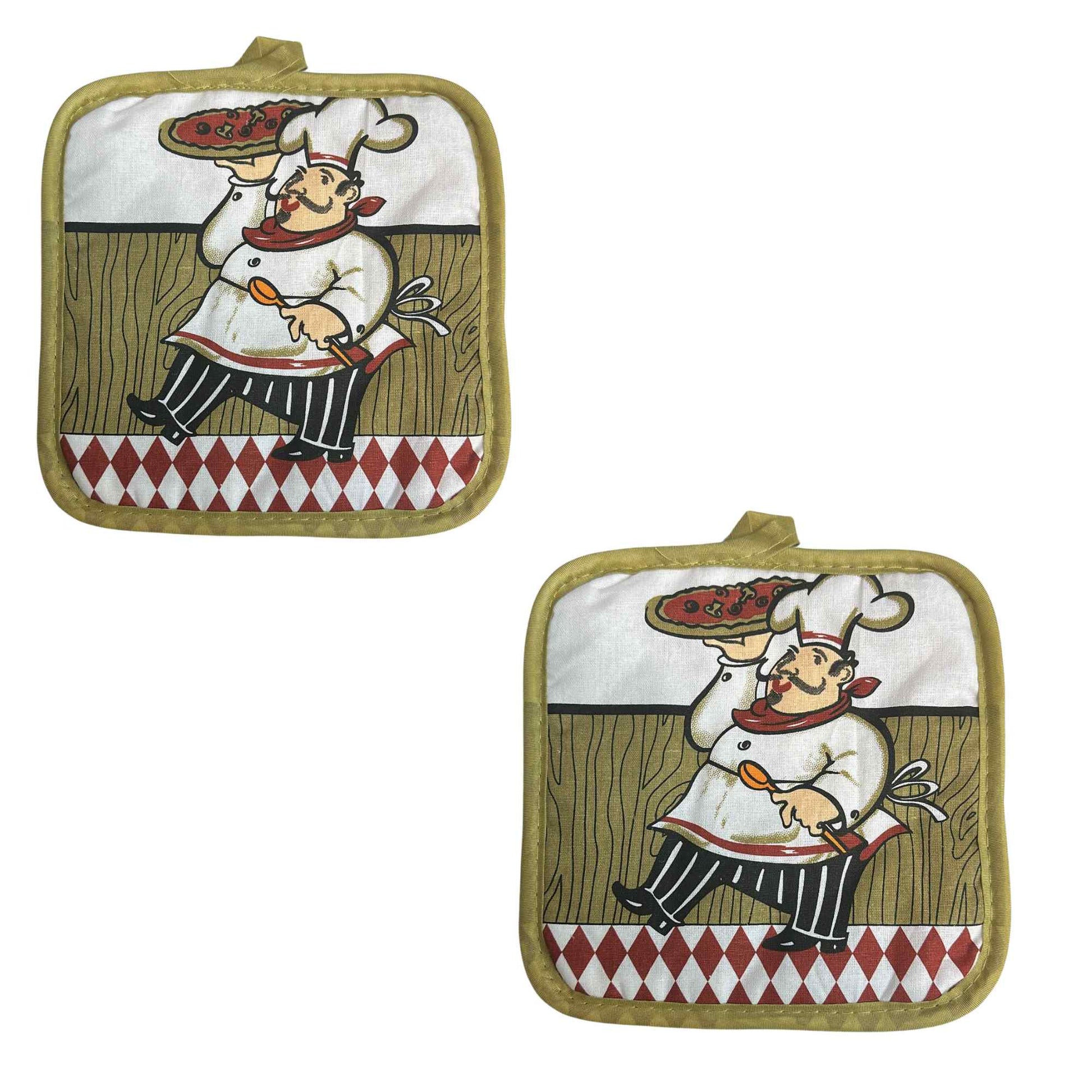 6.5" Heat-Resistant Printed Chef with Pizza Kitchen Pot Holder