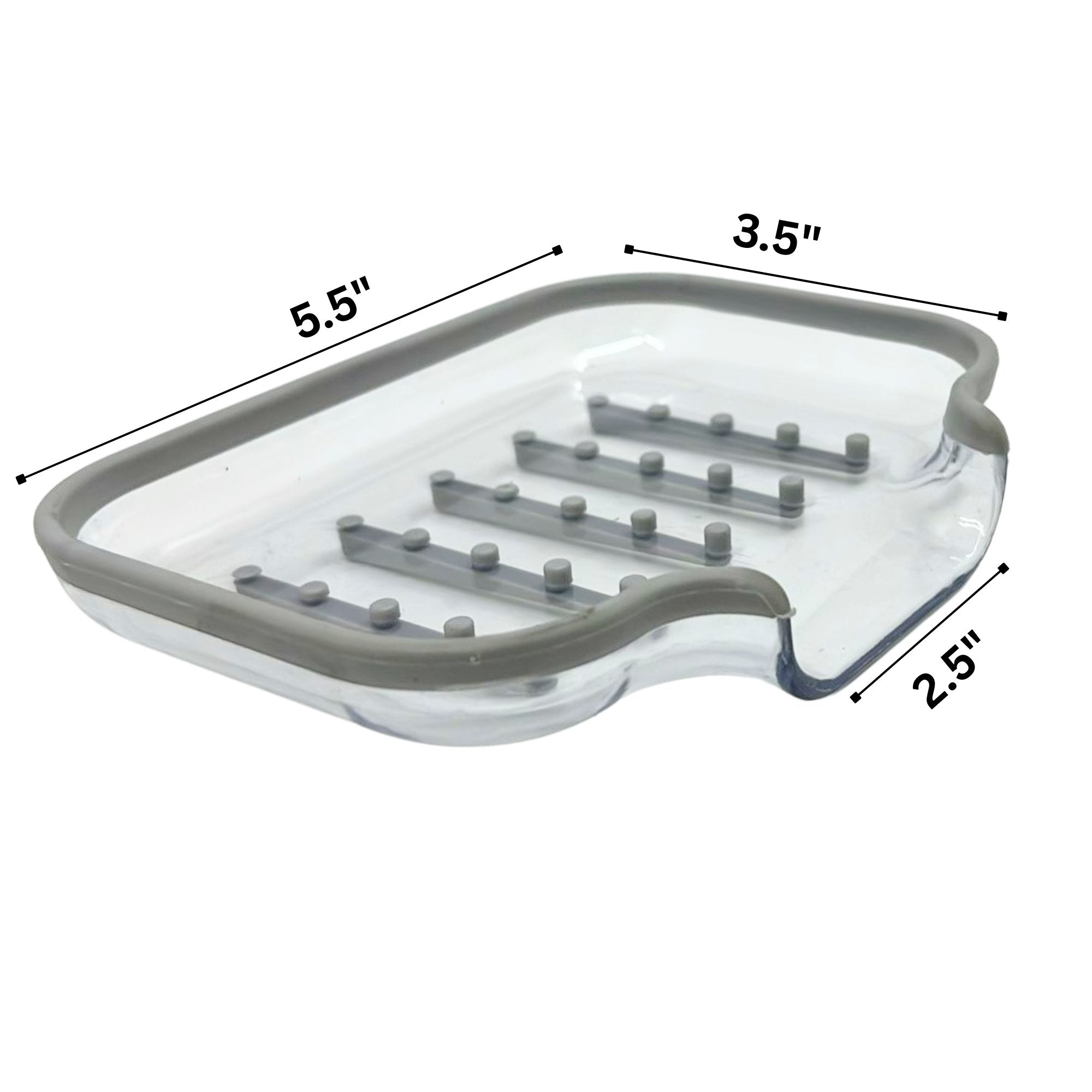 Transparent with Gray Border Plastic Soap Holder:1 Pack Soap Dishes & Holders Bathroom Accessories product detail image