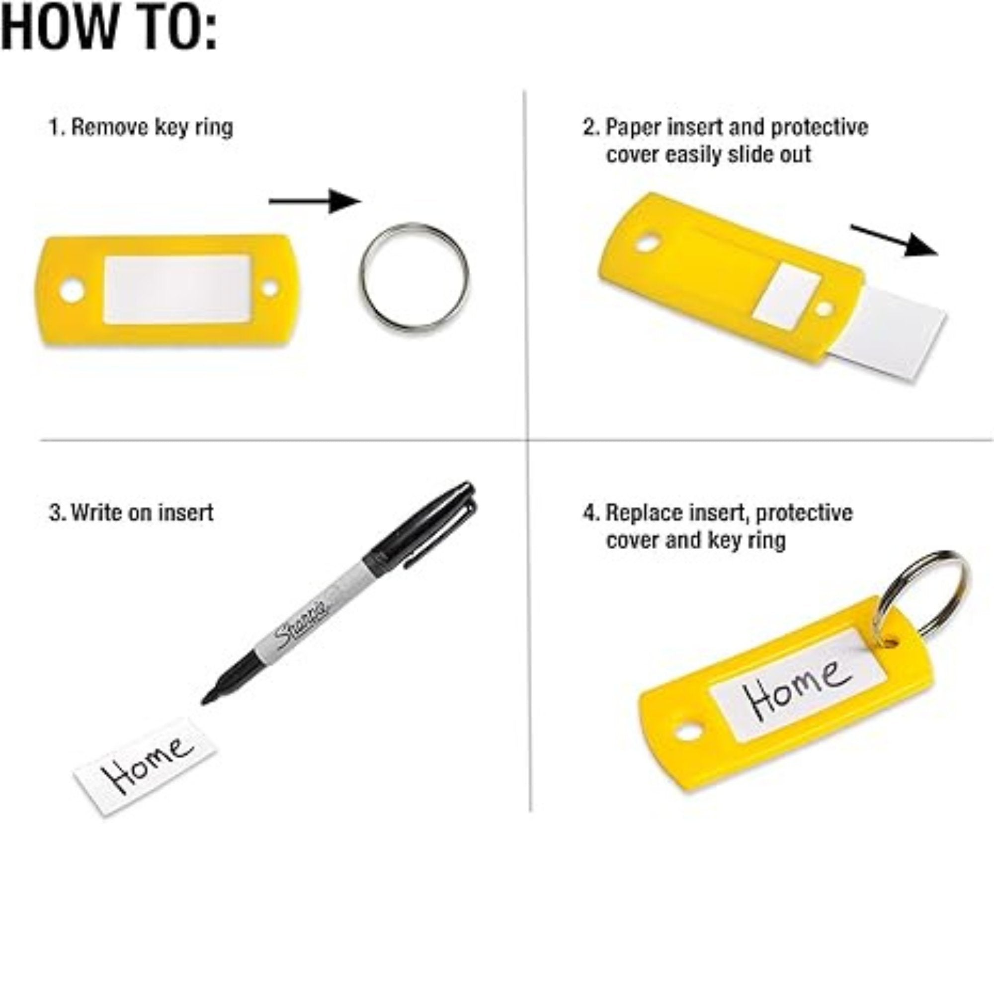 Set of Plastic Labels & Tags Key chain Writable Easy Key Identification: 6 Pcs Set Keychain Novelty & Souvenir Catalog